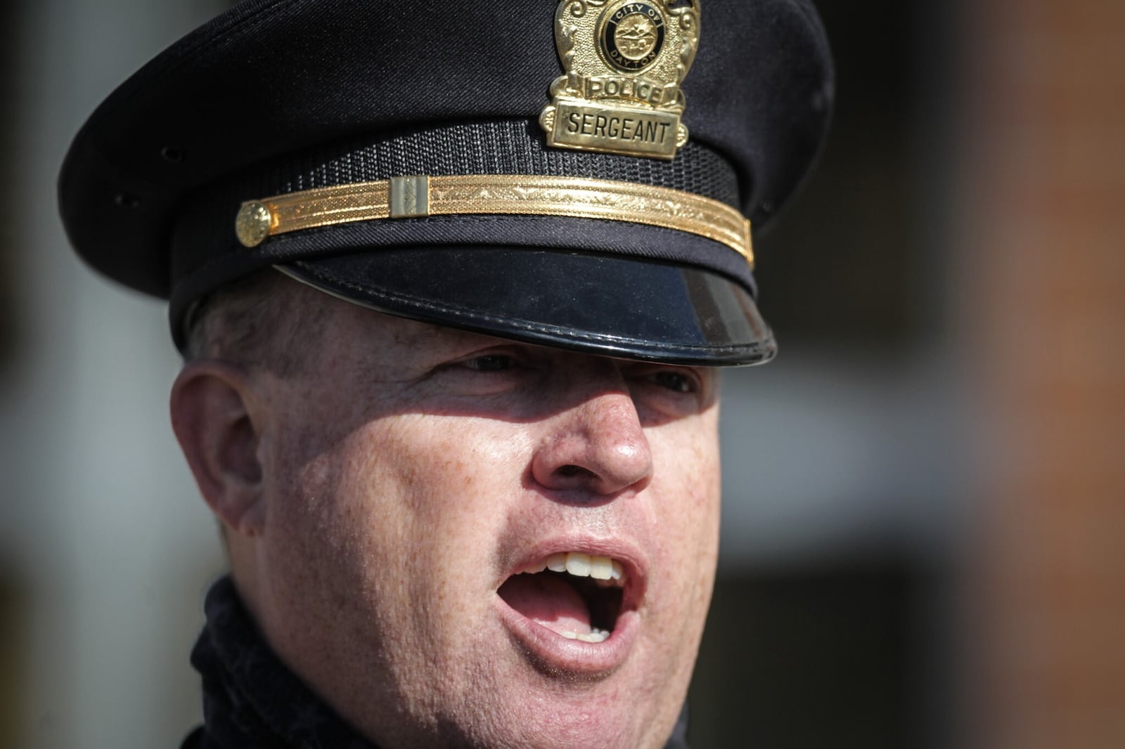 Dayton police Sgt. Gordon Cairns spoke to the media Friday, Jan. 29, 2021, about driving safety tips for the expected weekend snowstorm. JIM NOELKER/STAFF