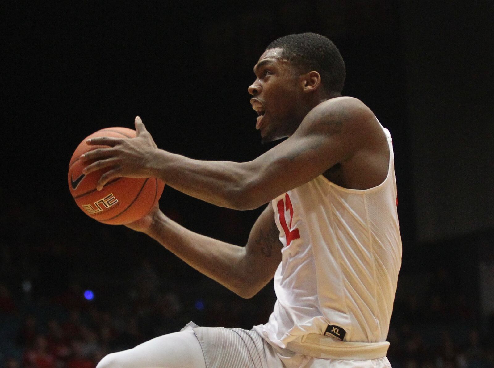 Dayton’s Trey Landers scores against Saint Louis on Sunday, Jan. 22, 2017, at UD Arena. David Jablonski/Staff