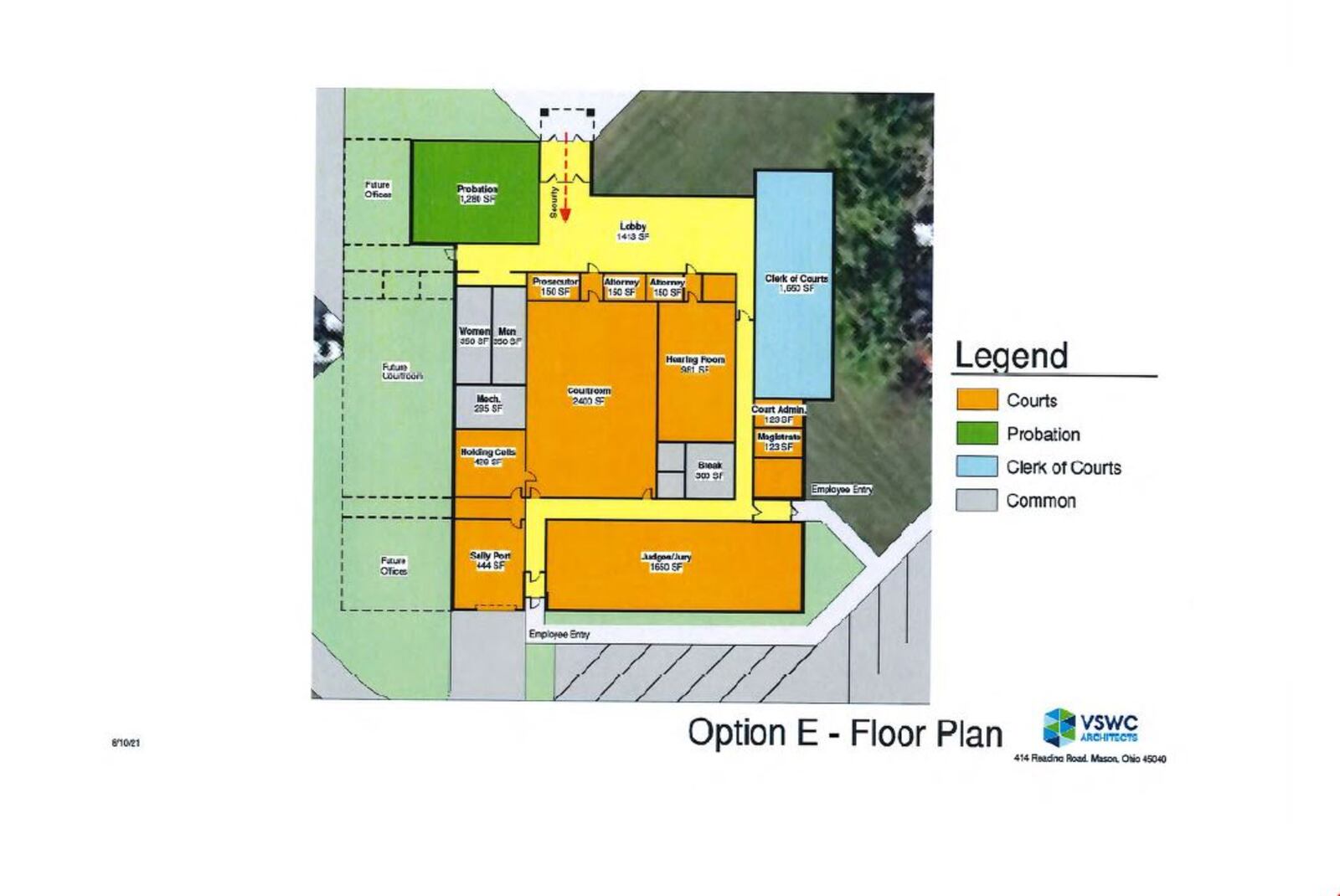 This is a conceptual floor plan layout for a new Warren County Court facility which will be located between the Common Pleas and Probate/Juvenile courthouses on the county government campus in Lebanon. CONTRIBUTED/WARREN COUNTY COMMISSION