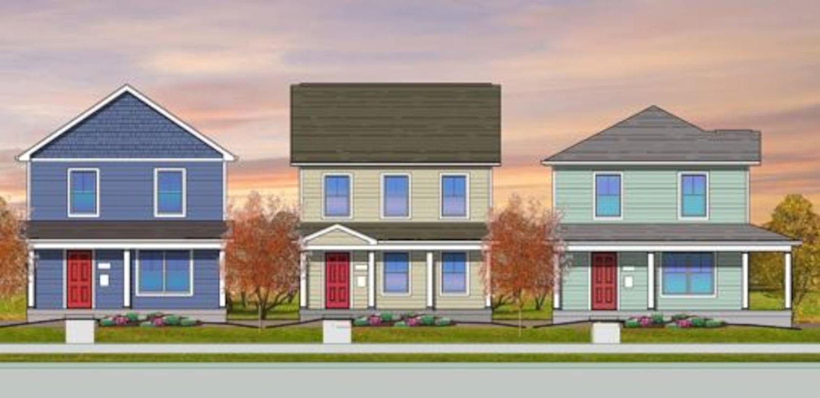 Renderings of proposed Wolf Creek homes project in West Dayton. CONTRIBUTED