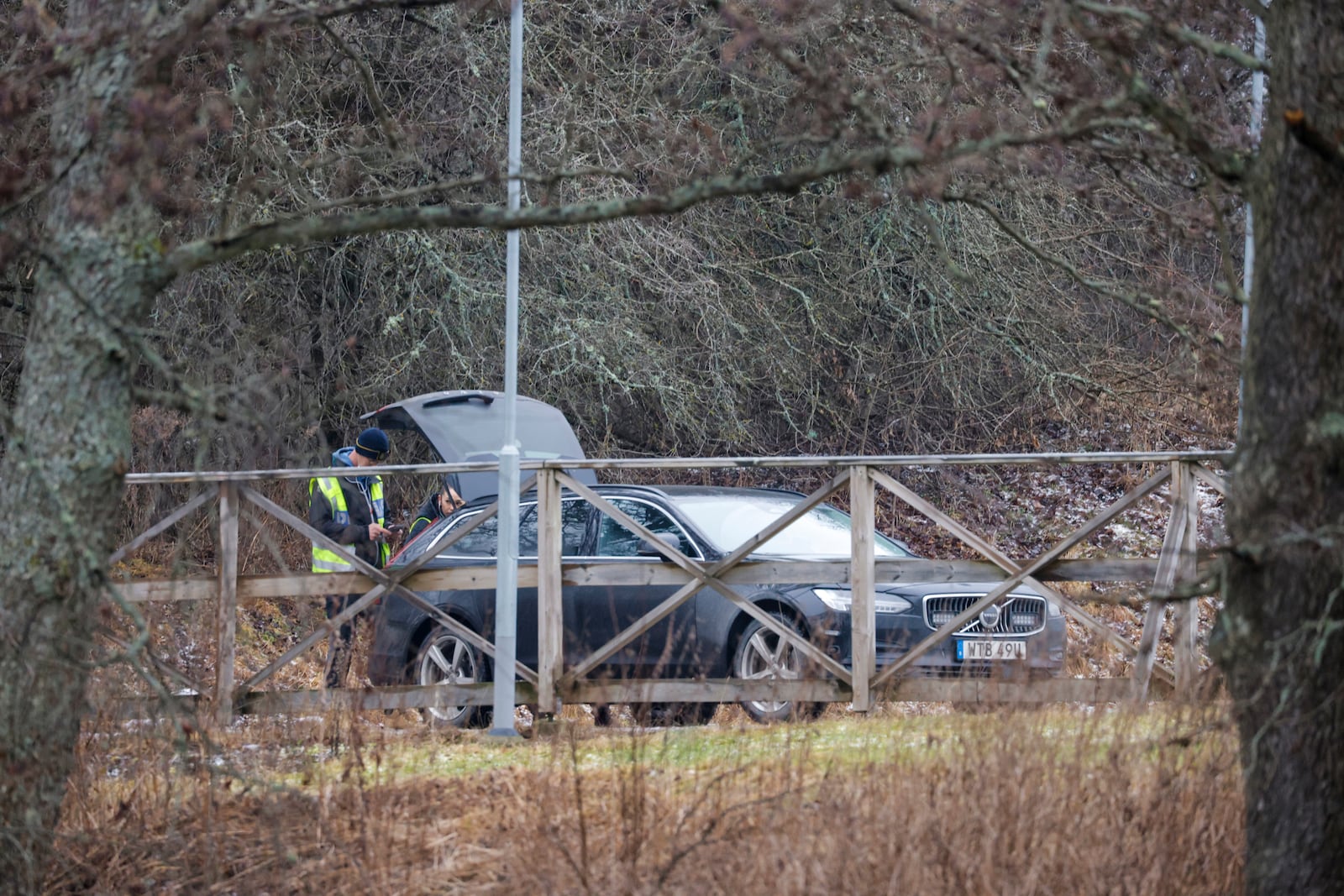 Police at the scene of an incident at Risbergska School, in Örebro, Sweden, Tuesday, Feb. 4, 2025. (Kicki Nilsson/TT News Agency via AP)