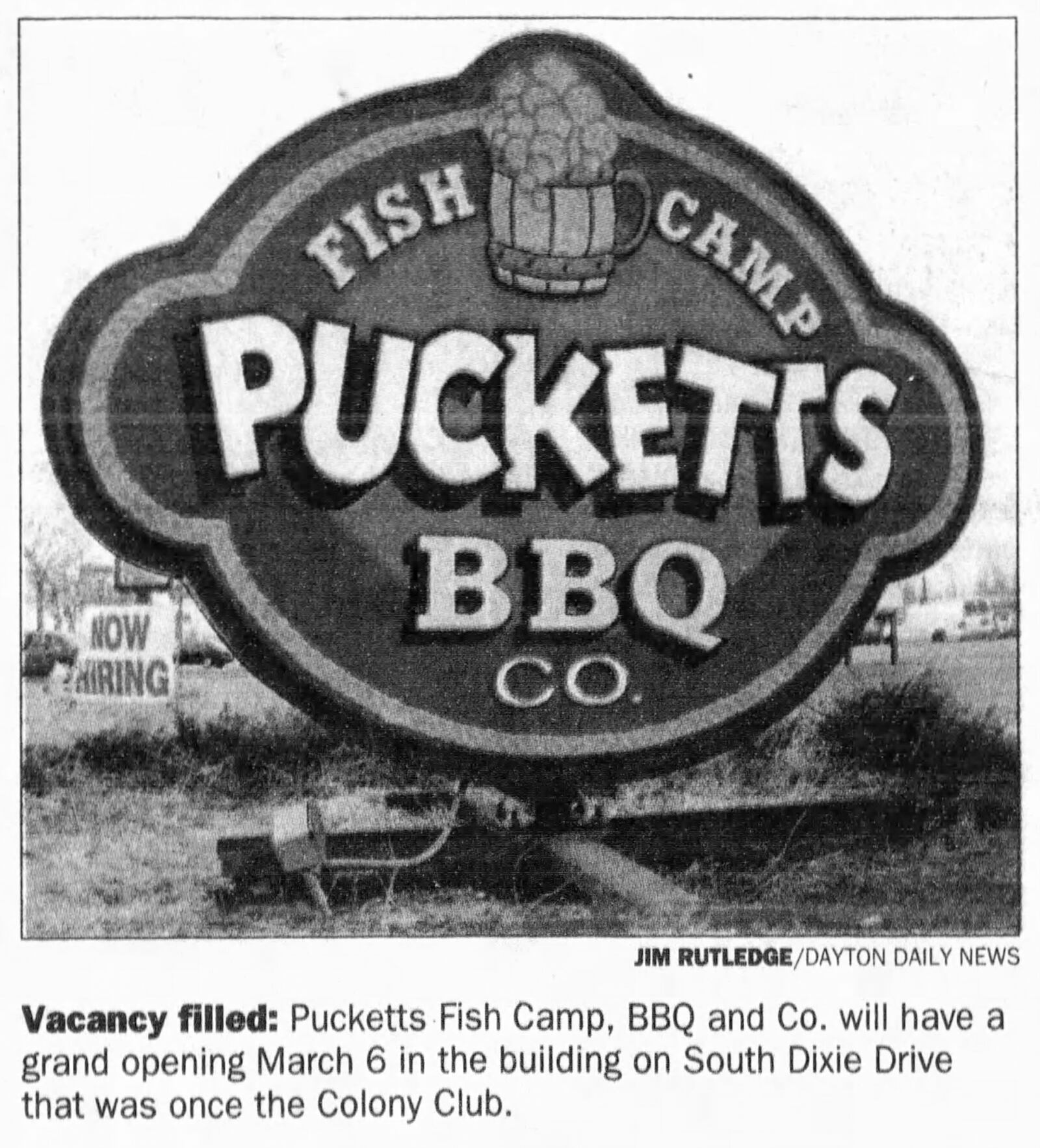 Pucketts Fish Camp, BBQ and Co. in 1996. The building was formerly Colony Club. DAYTON DAILY NEWS ARCHIVE.