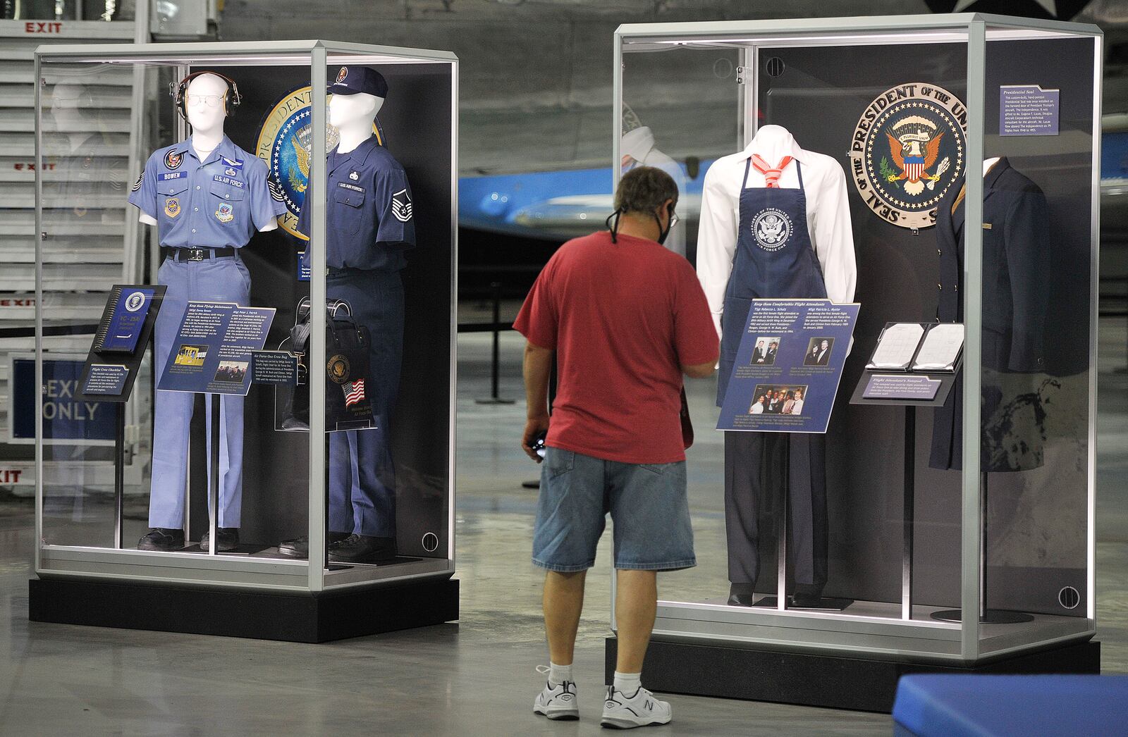 A new exhibit titled “Flying the President," which features memorabilia flown aboard Air Force One from the FDR to Trump administrations, opened Friday at the National Museum of the U.S. Air Force. Visitors can see playing cards and a gin rummy score card from the Truman Administration; President Kennedy’s cigar box from SAM 26000; memorabilia from President Nixon’s 1979 visit to China; candies from the Eisenhower, Clinton, George W. Bush, and Obama administrations; and a lunch menu from one of President Trump's flights on Air Force One. MARSHALL GORBY\STAFF