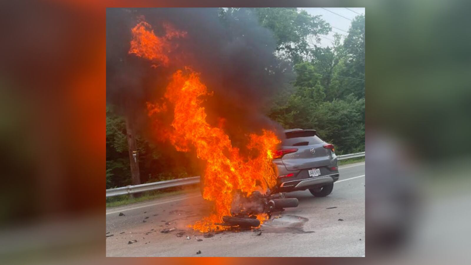 A motorcycle and SUV were involved in a crash on West Central Avenue Friday, May 24, 2024. CONTRIBUTED PHOTO