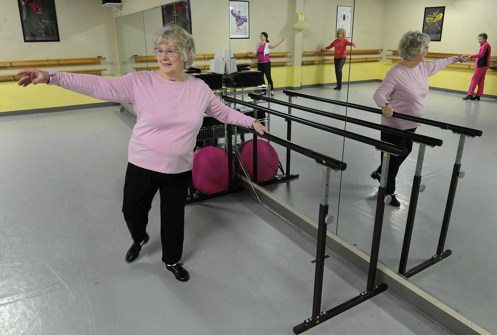 Carol Jean Heller teaches a senior tap dance class Thursday April 14, 2022 at the South Dayton Dance Center in Centerville. Heller is being honored for her years as the Director of the Dayton Ballet School. MARSHALL GORBY\STAFF