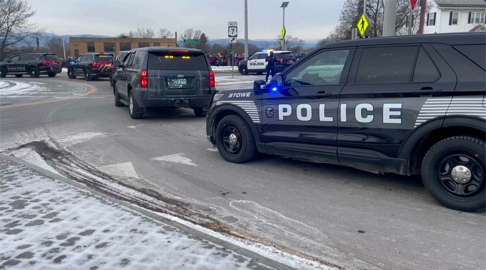 FILE - Law enforcement follow a hearse carrying fallen border patrol agent David Maland from the UVM Medical Center morgue to a funeral home in Burlington, Vt., Jan. 23, 2025. (WCAX via AP, file)