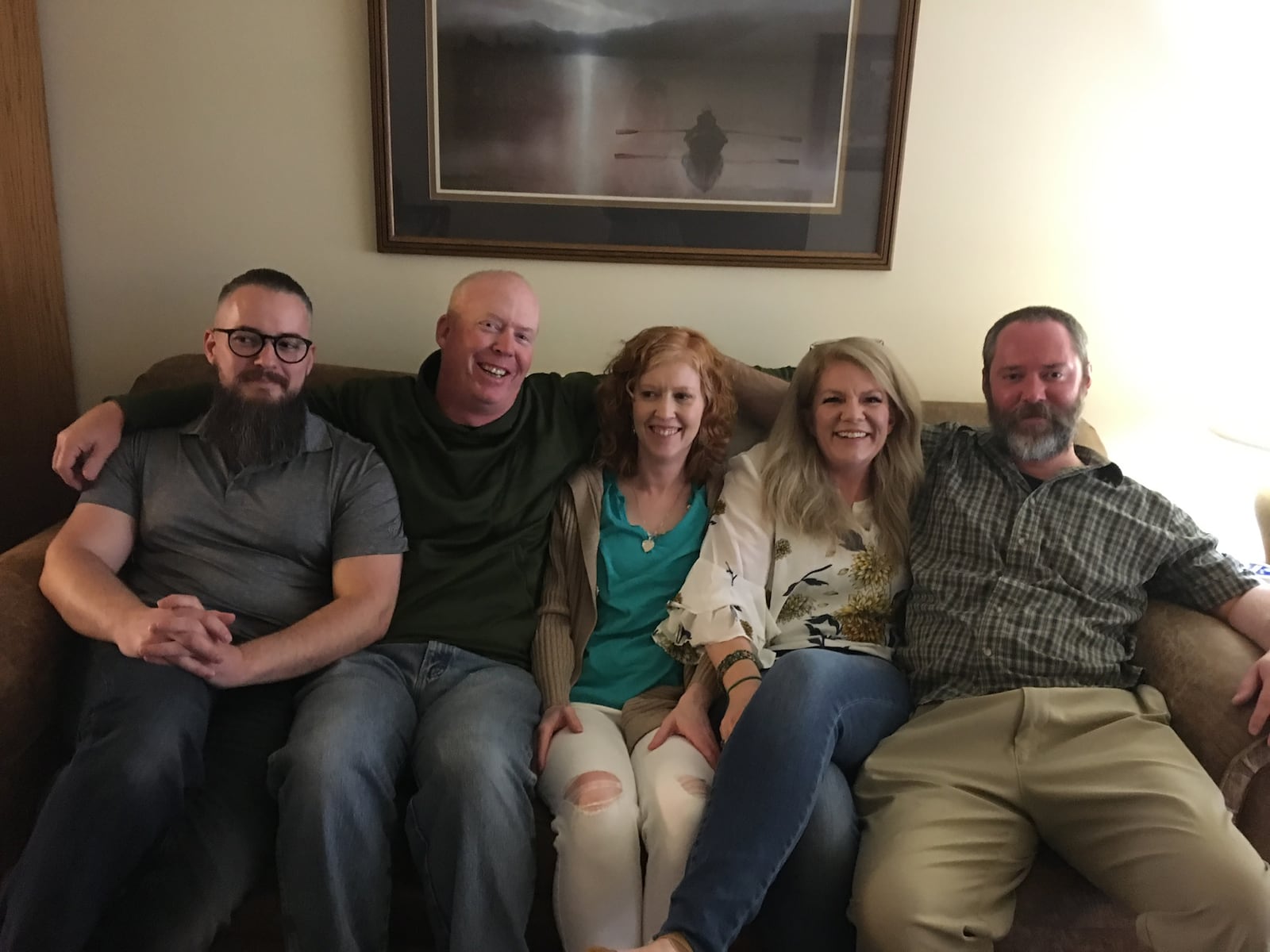 Linda Healy moved to Ohio from Texas about 15 years ago to be close to her adult children, from left, David Suter, Jason Suter, Jennifer Bowser, Christina Berry and Matthew Suter. CONTRIBUTED