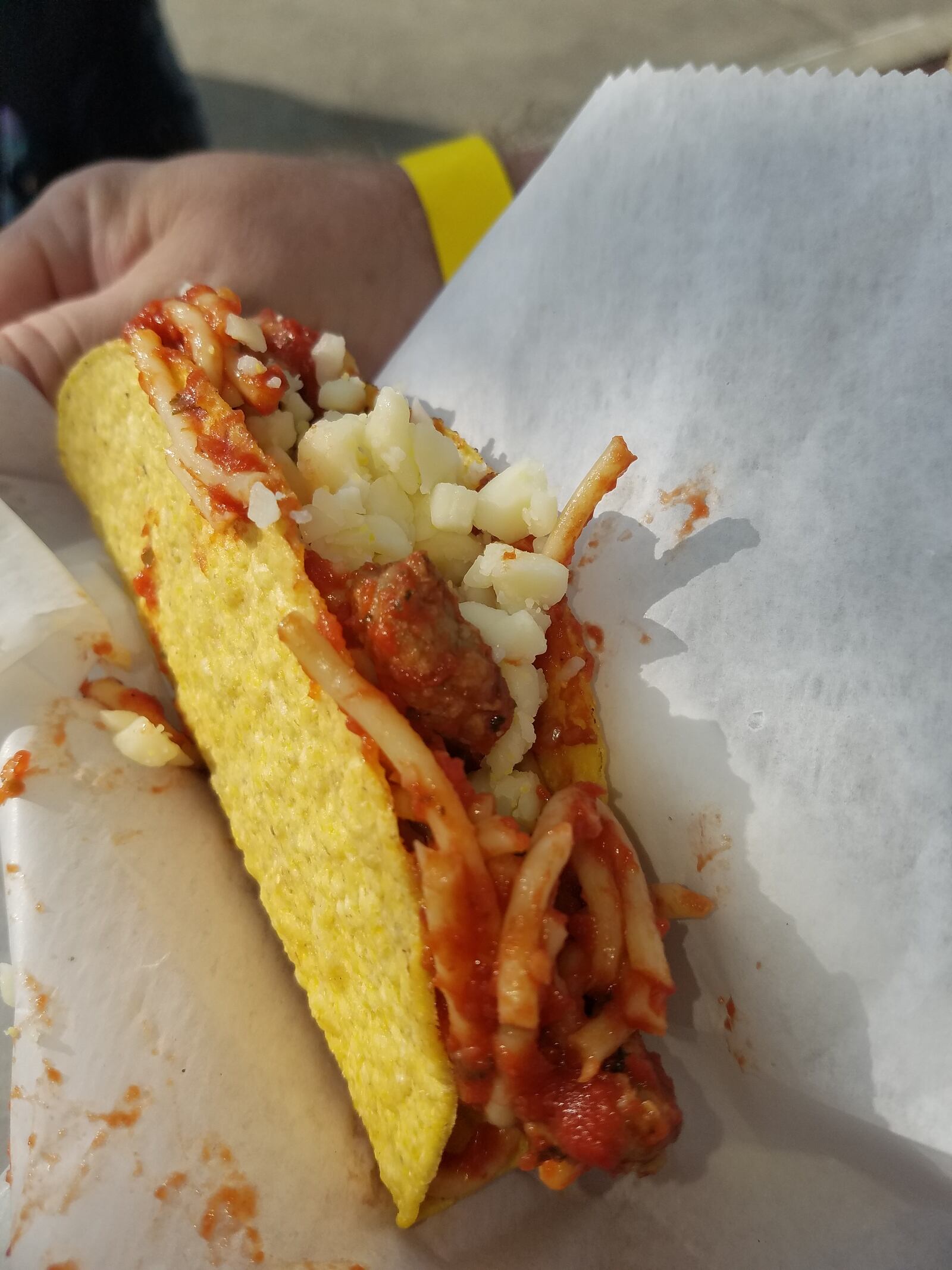 Giovanni's spaghetti tacos will be served at Taco Fiesta at the Fraze on June 30, 2019.