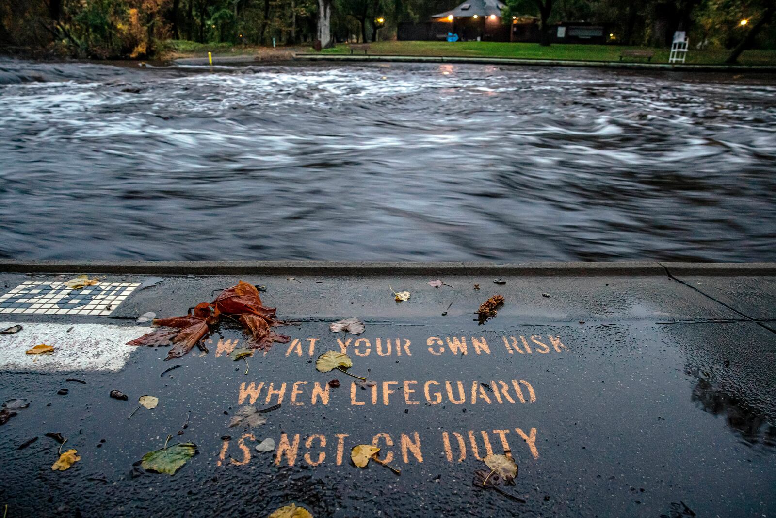 Big Chico Creek swirls by a swimming area at One Mile Recreation, runoff from Tuesday's rain and melting snow created flooding concerns as an atmospheric river storm dumped significant precipitation in Chico, Calif., Thursday, Nov. 21, 2024. (Carlos Avila Gonzalez/San Francisco Chronicle via AP)