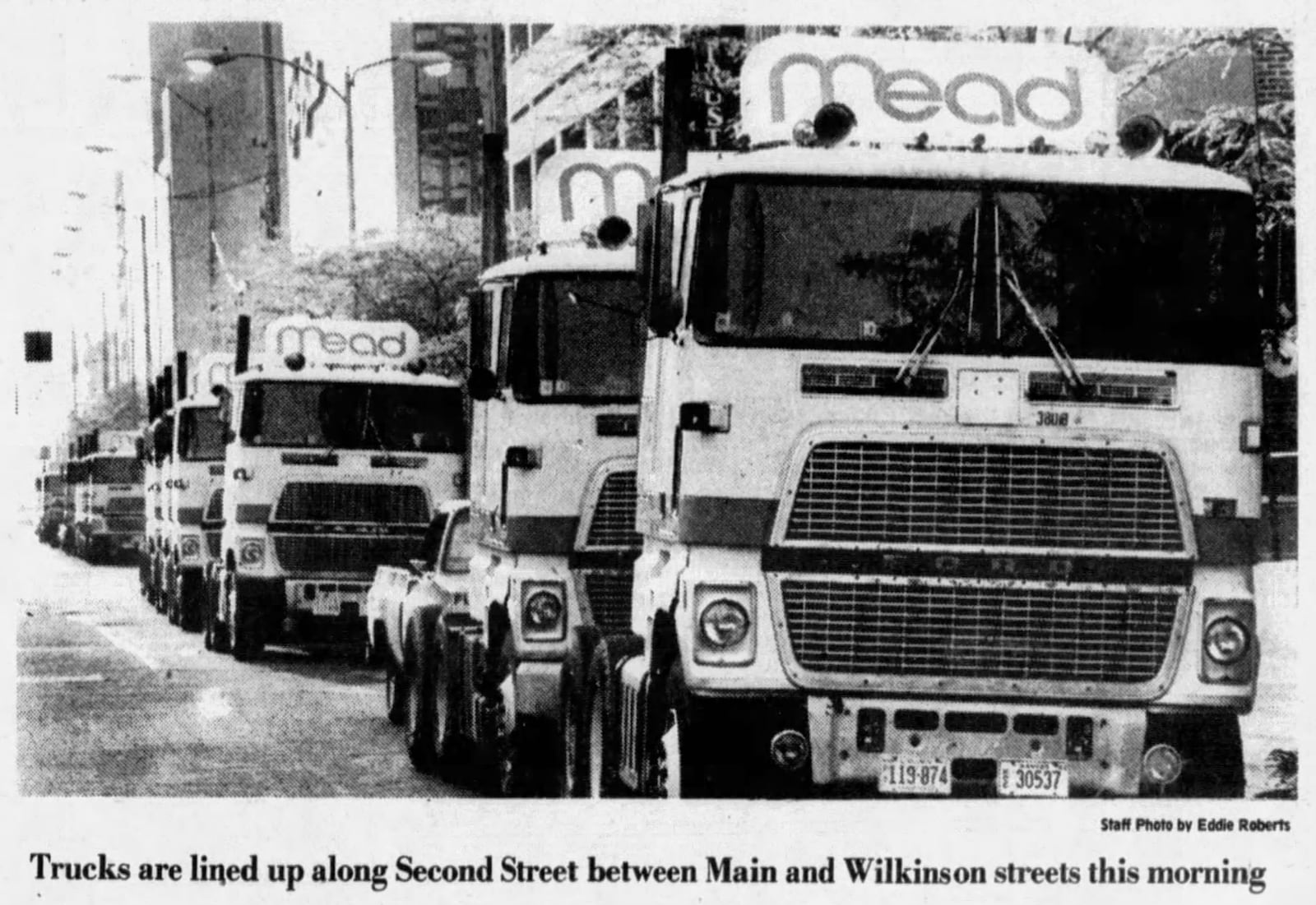 May 14, 1982: Truckers draw bead on Mead. DAYTON DAILY NEWS ARCHIVES