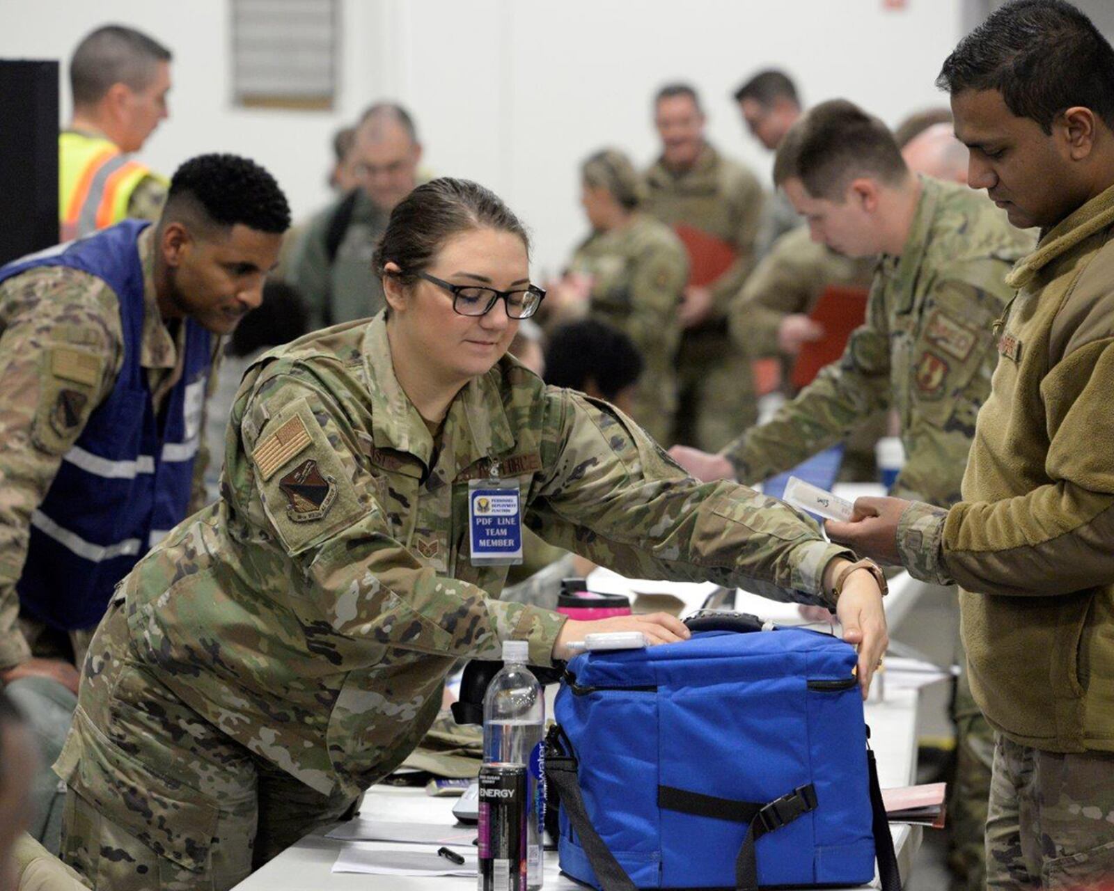 Staff. Sgt. Sanja Mustic (left), 88th Air Base Medical Group, checks a vaccine cooler during an 88th Air Base Wing Force Support Squadron deployment exercise at Wright-Patterson Air Force Base, March 5. U.S. AIR FORCE PHOTO/TY GREENLEES