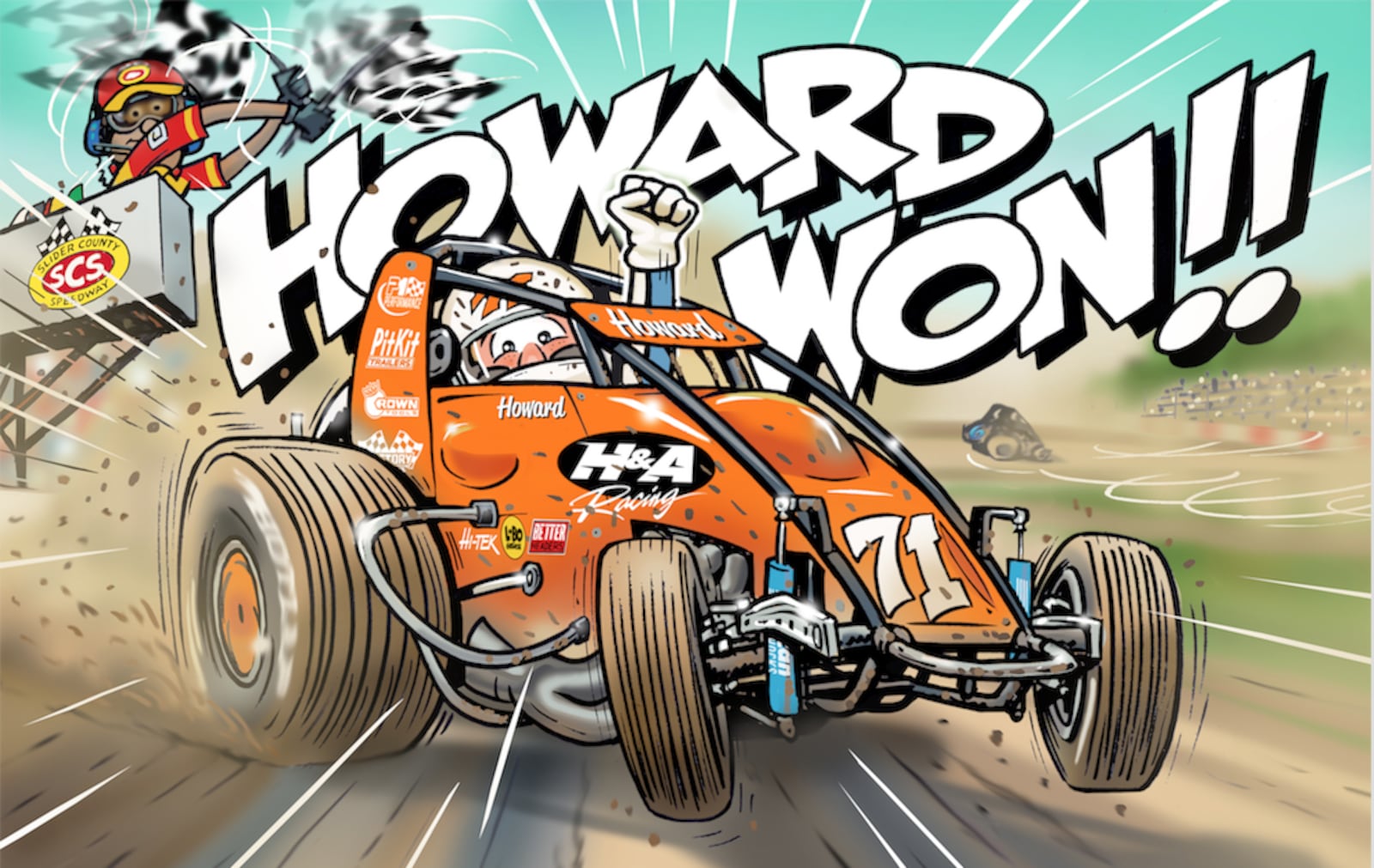 An illustration by Hamilton artist Roger Warrick – showing Howard’s victory – from the new children’s book “The Trouble with Howard.” CONTRIBUTED