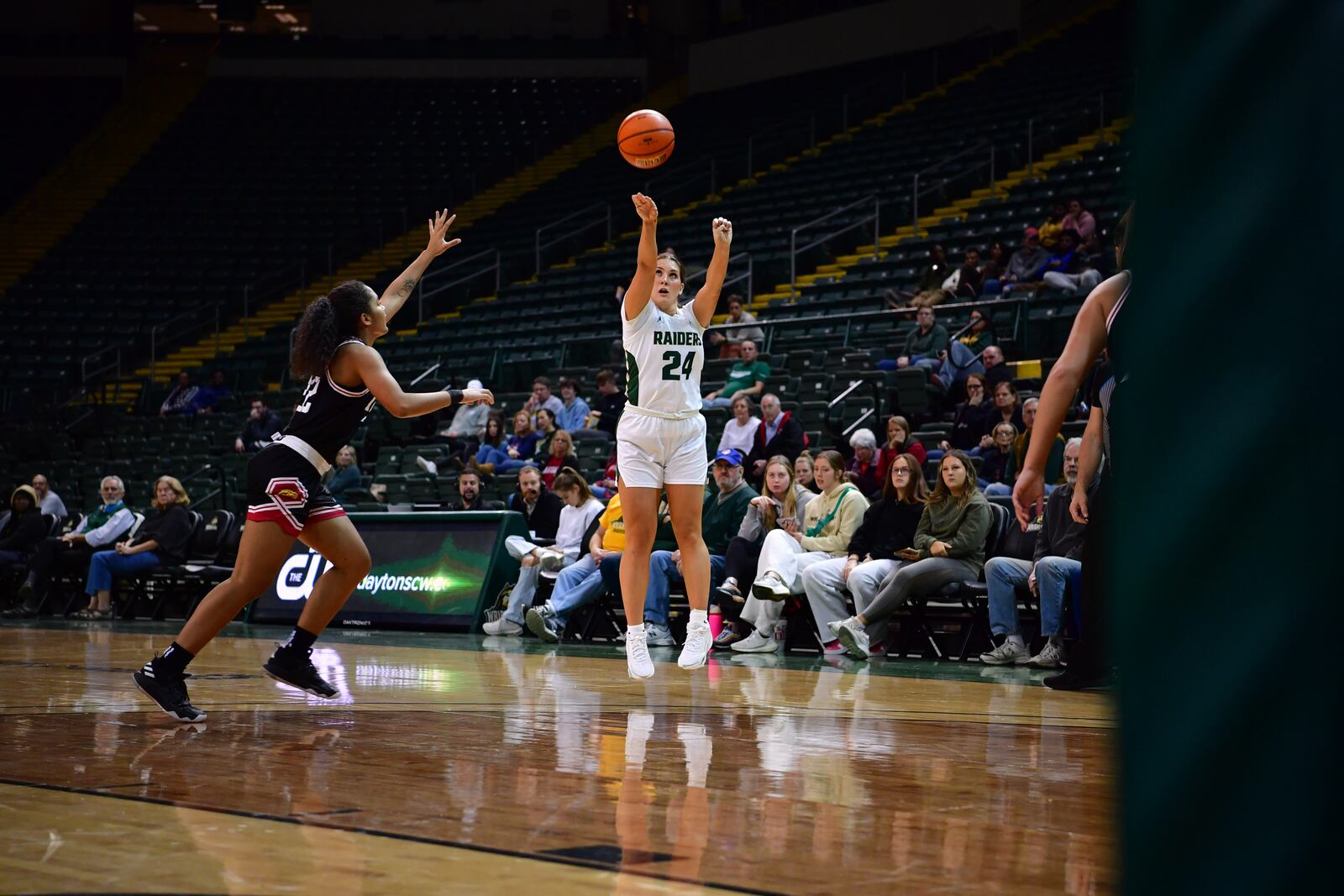 Wright State's Kacee Baumhower takes a shot vs. IUPUI earlier this season. Joe Craven/Wright State Athletics