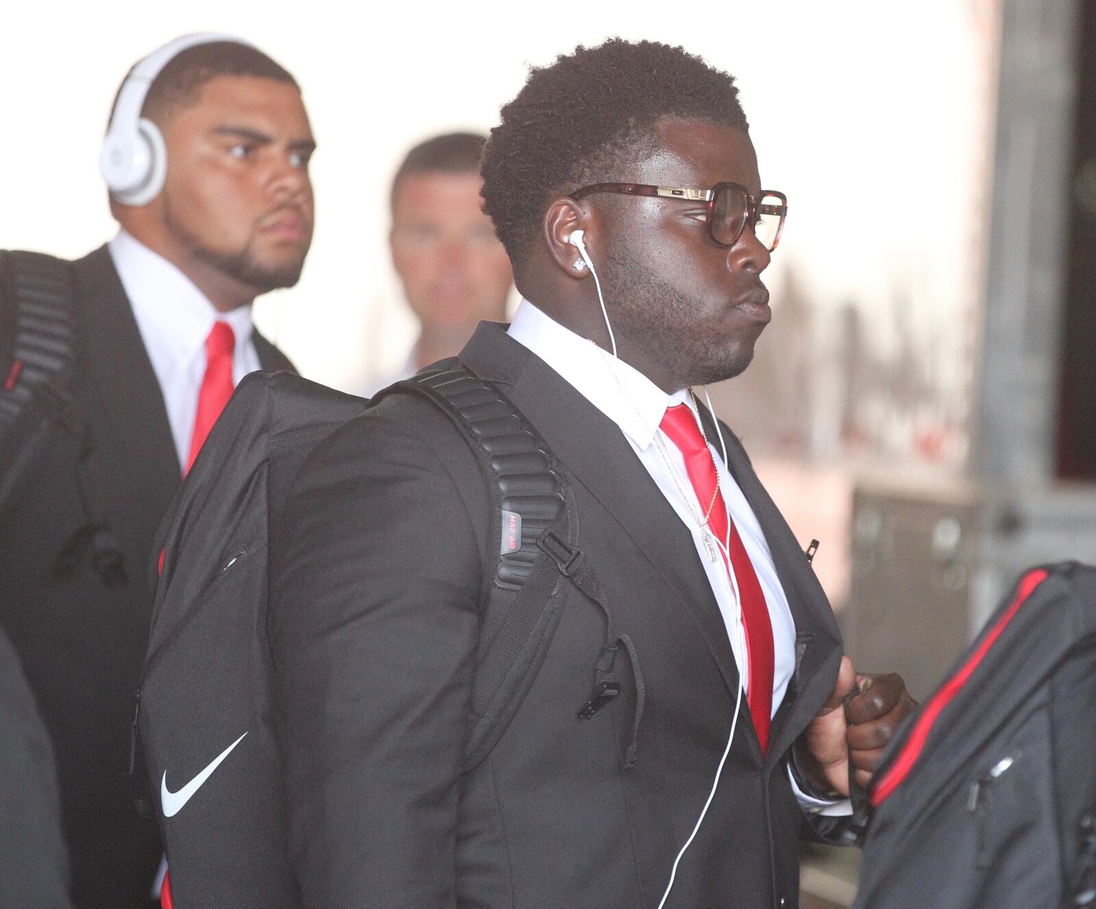 Ohio State’s Robert Landers arrives at Memorial Stadium before a game against Indiana on Thursday, Aug. 31, 2017, in Bloomington, Ind.