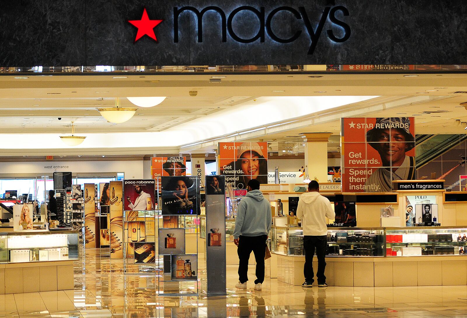 Shoppers enter Macy's at the Mall at Fairfield Commons in Beavercreek Thursday, Feb. 29, 2024. MARSHALL GORBY/STAFF