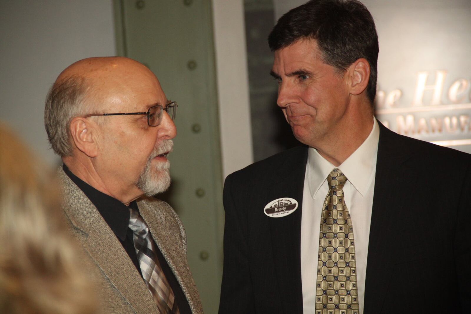 Steve Grismer (left) and Brady Kress, director and CEO of Carillon Park, attend the 2019 opening. Contributed