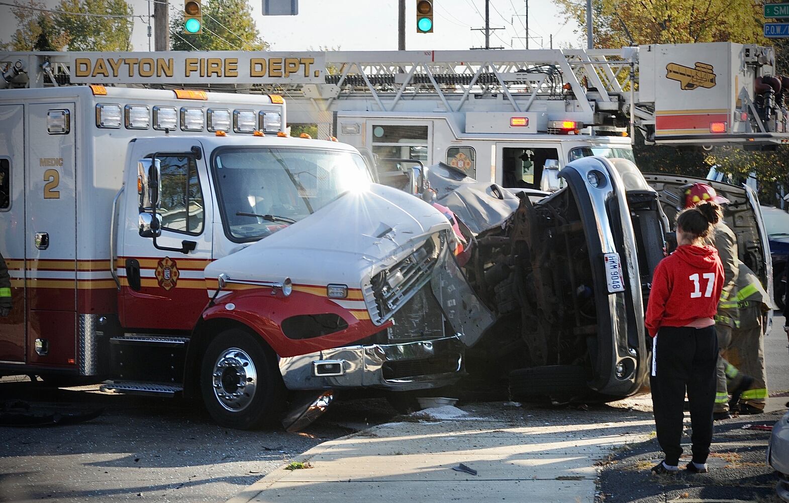 PHOTOS: 3-vehicle crash involving ambulance in Dayton