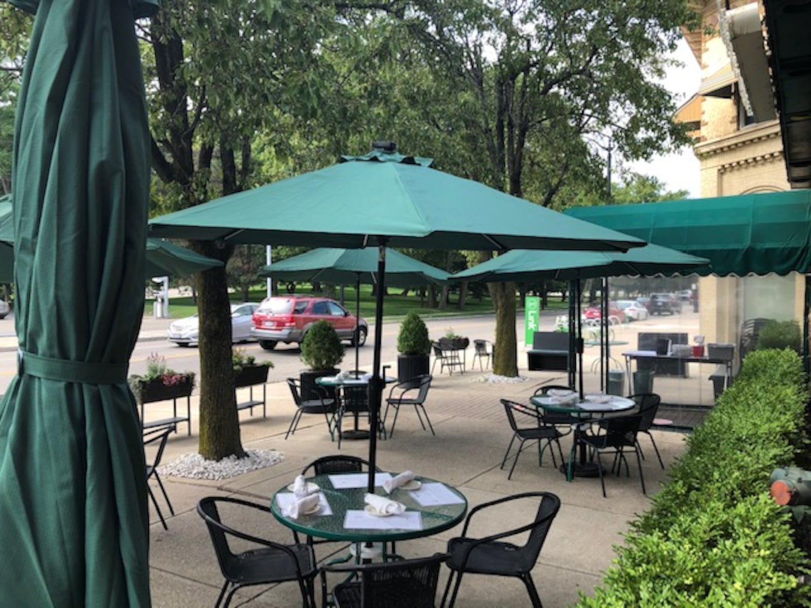 For the first time in its 73-year existence, The Pine Club is offering outdoor seating on a temporary patio set up outside its front entrance. MARK FISHER/STAFF