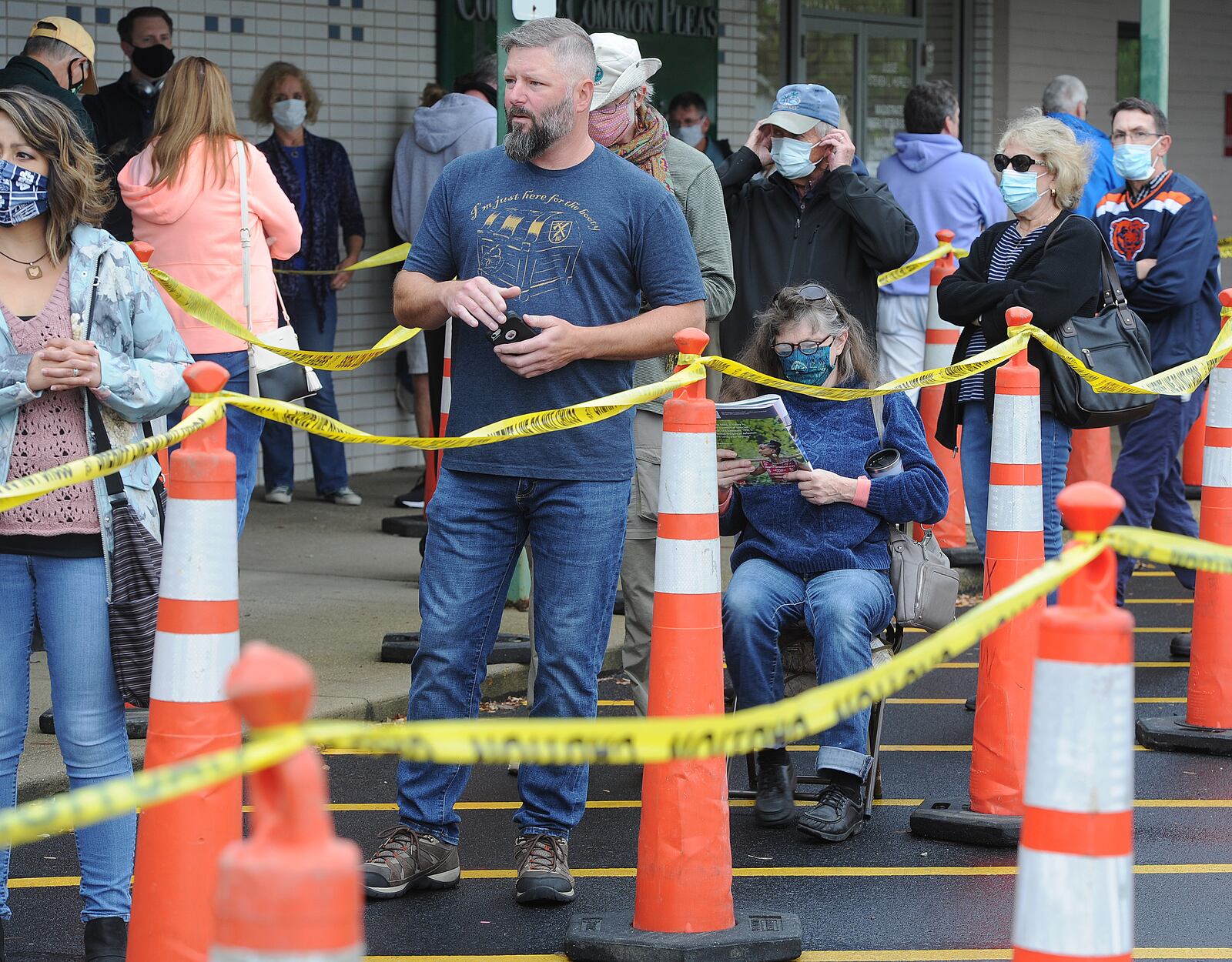 Early voting lines at the Greene County Board of Elections Wednesday, Oct. 21, 2020.