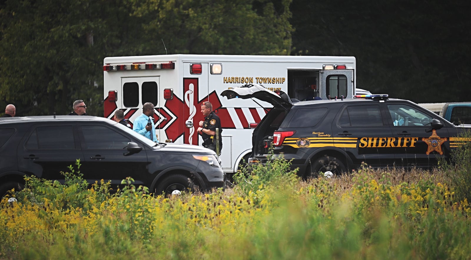 Montgomery County Sheriff's deputies responded to a shooting at Philadelphia and Bon Air drives in Harrison Twp. on Wednesday, Sept. 23, 2020. STAFF PHOTO / MARSHALL GORBY