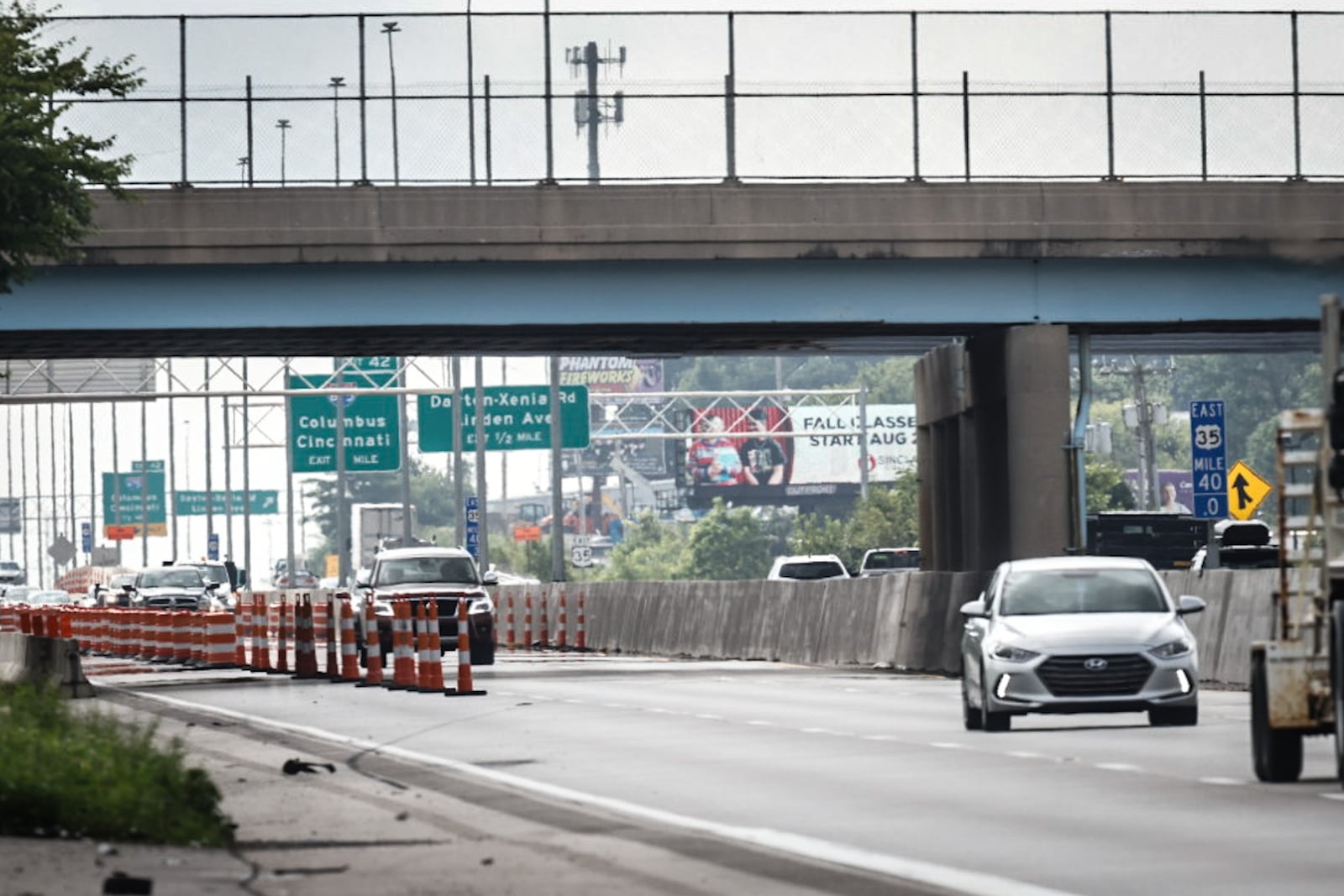 A view of U.S. 35 near the Woodman Drive overpass in Riverside in 2023, while roadwork was ongoing. JIM NOELKER/STAFF