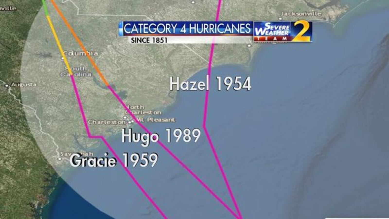 There have only been three Category 4 hurricanes in the Carolinas since 1851.