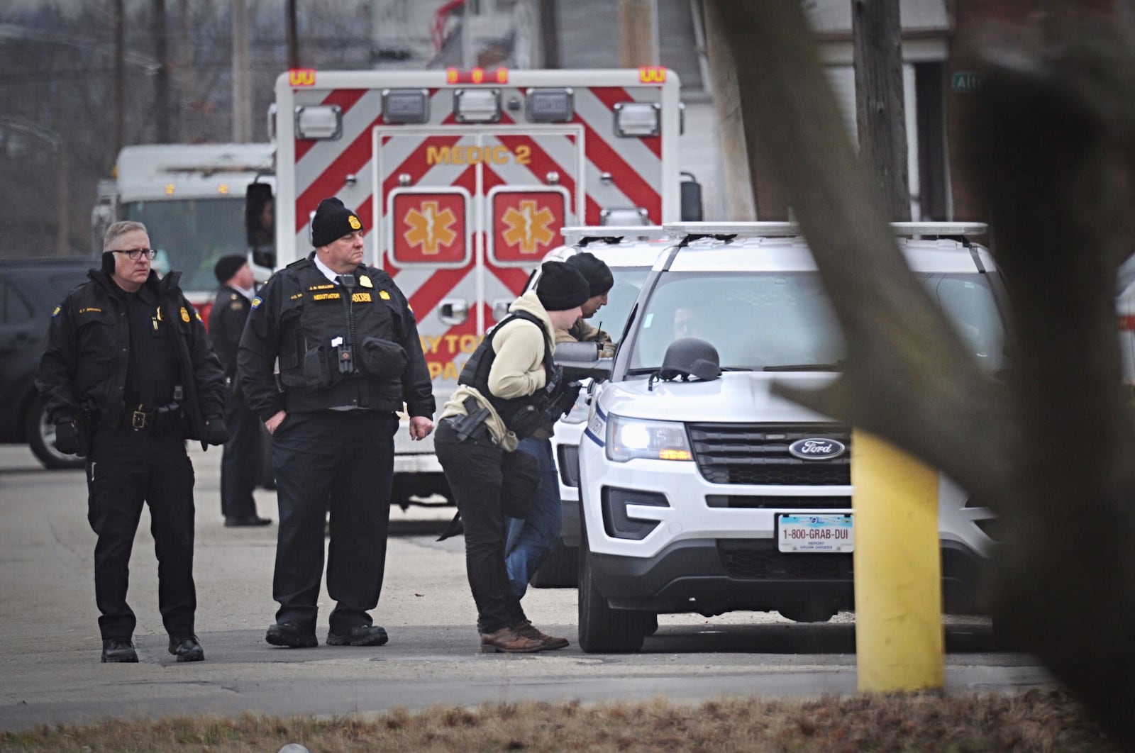 One person was taken into custody Jan. 8, 2021, following a nearly two-hour police standoff in the 200 block of Alaska Street in Dayton. MARSHALL GORBY/STAFF