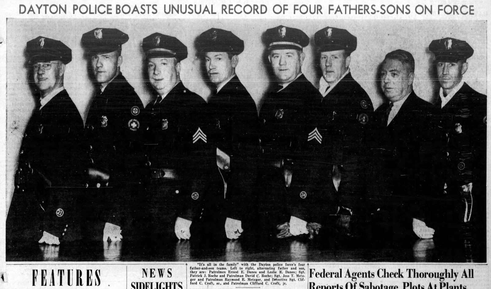 Jan 26, 1941: Dayton Police boasts unusual record of four fathers-sons on force. DAYTON DAILY NEWS ARCHIVES