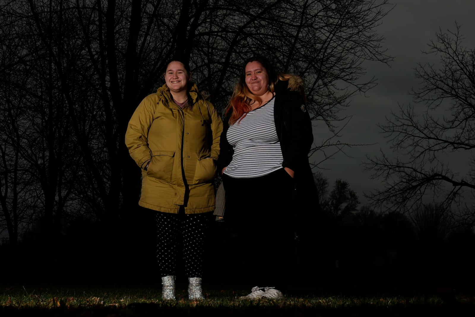 Sadie Perez, left, and her sister Amalia Perez and are seen Thursday, Nov. 28, 2024, in Wisconsin. (AP Photo/Morry Gash)