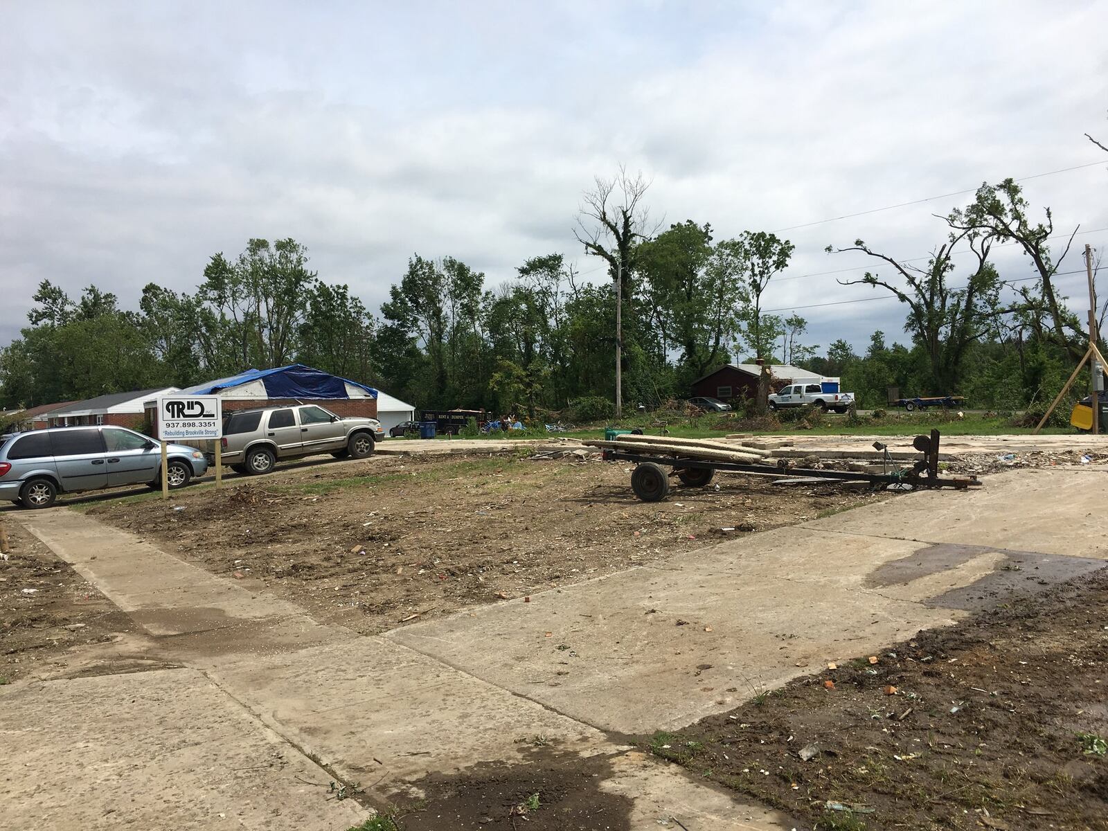 A concrete slab is all that remains of Kevin and Gloria Pennington’s home at 175 Brookmoor Drive in Brookville. The home was torn down after being demolished in the Memorial Day tornado on May 27. STAFF PHOTO/Lynn Hulsey