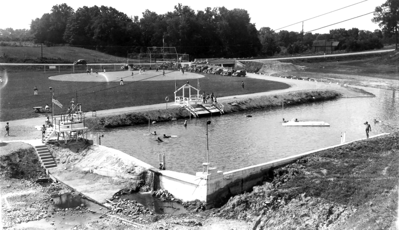 A view of the swimming pool and baseball diamond at Argonne Forest Park in Dayton. The park was in its heyday during the 1930s. DAYTON MONTGOMERY COUNTY PARK DISTRICT