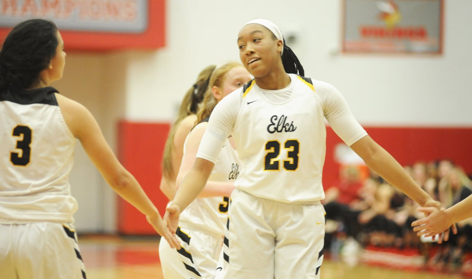 Centerville freshman Cotie McMahon scored a game-high 31 points. Centerville defeated Lakota West 67-55 in a girls high school basketball D-I district final at Princeton on Saturday, March 2, 2019. MARC PENDLETON / STAFF