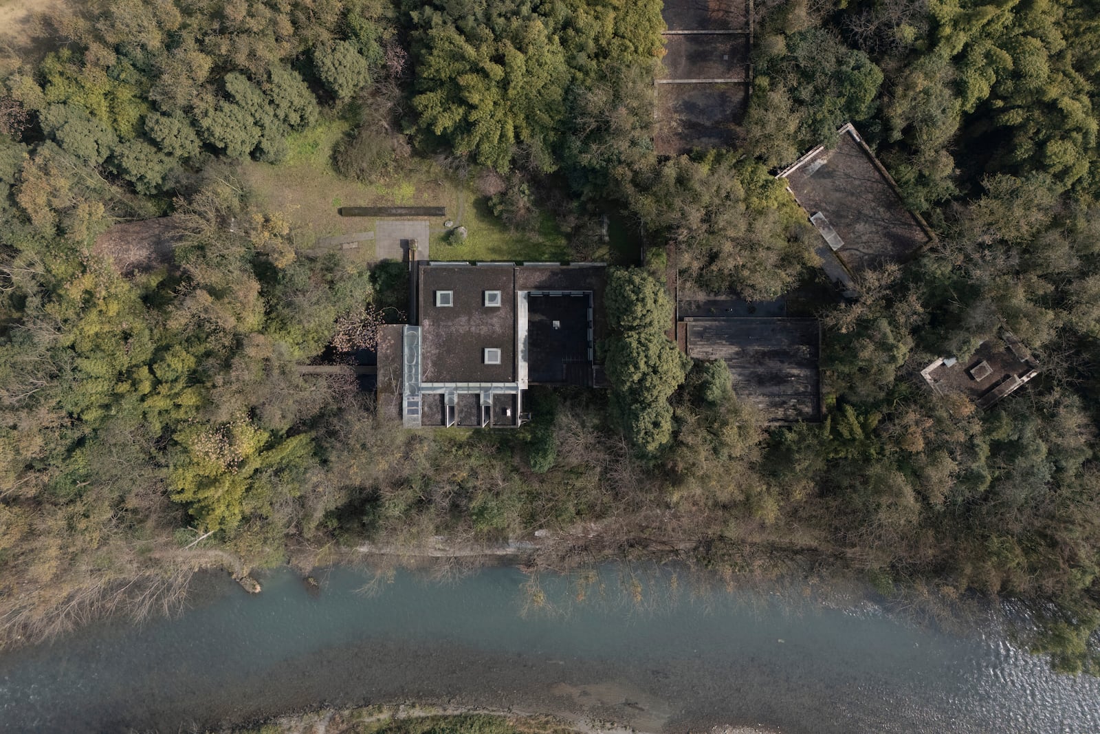 An aerial view of the Luyeyuan Stone Carving Art Museum project by Pritzker Architecture Prize winner Chinese architect Liu Jiakun in Chengdu in southwestern China's Sichuan province on Monday, March 3, 2025. (AP Photo/Ng Han Guan)