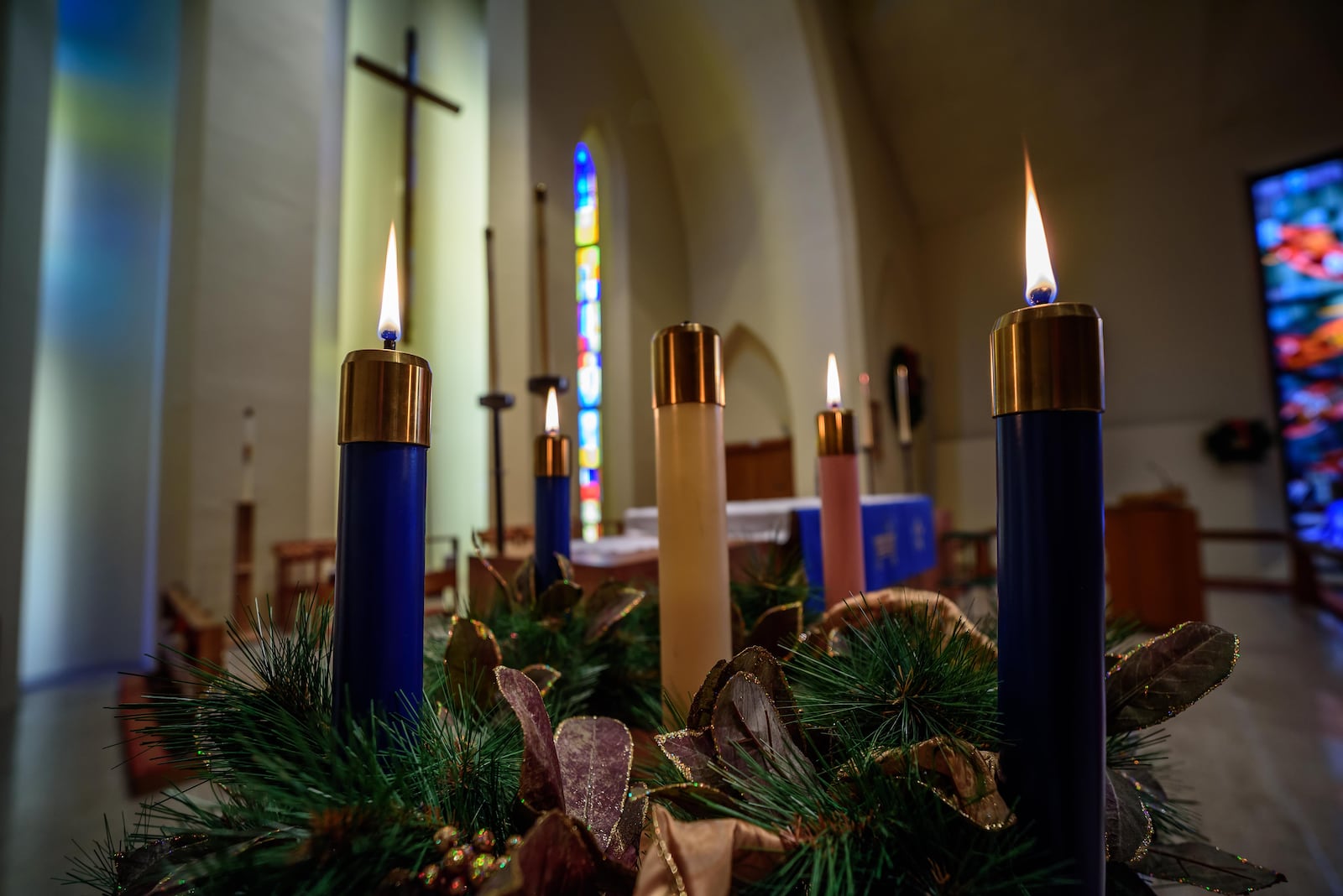 Christ Episcopal Church, located at 20 W. First St. in downtown Dayton and home of The Waffle Shop fundraiser which celebrated its 90th anniversary, was built in 1871 and is currently decorated for the Christmas season. TOM GILLIAM / CONTRIBUTING PHOTOGRAPHER