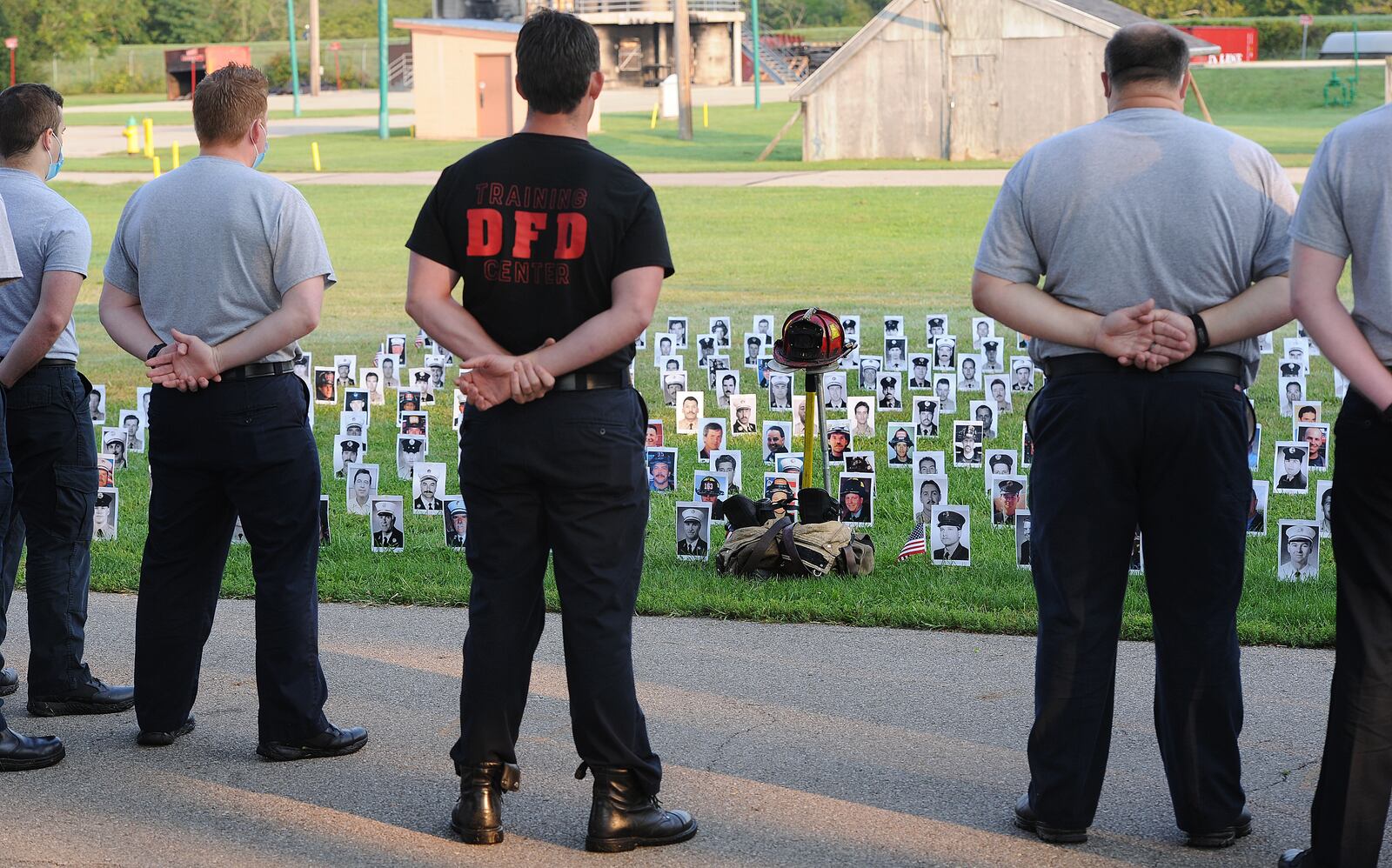 The Dayton Fire Department Training Center held a special 9/11 tribute Friday Sept. 10, 2021. The special event included firefighter recruit class 2021-A and photos of the 343 firefighters lost saving lives on 9/11. MARSHALL GORBY\STAFF