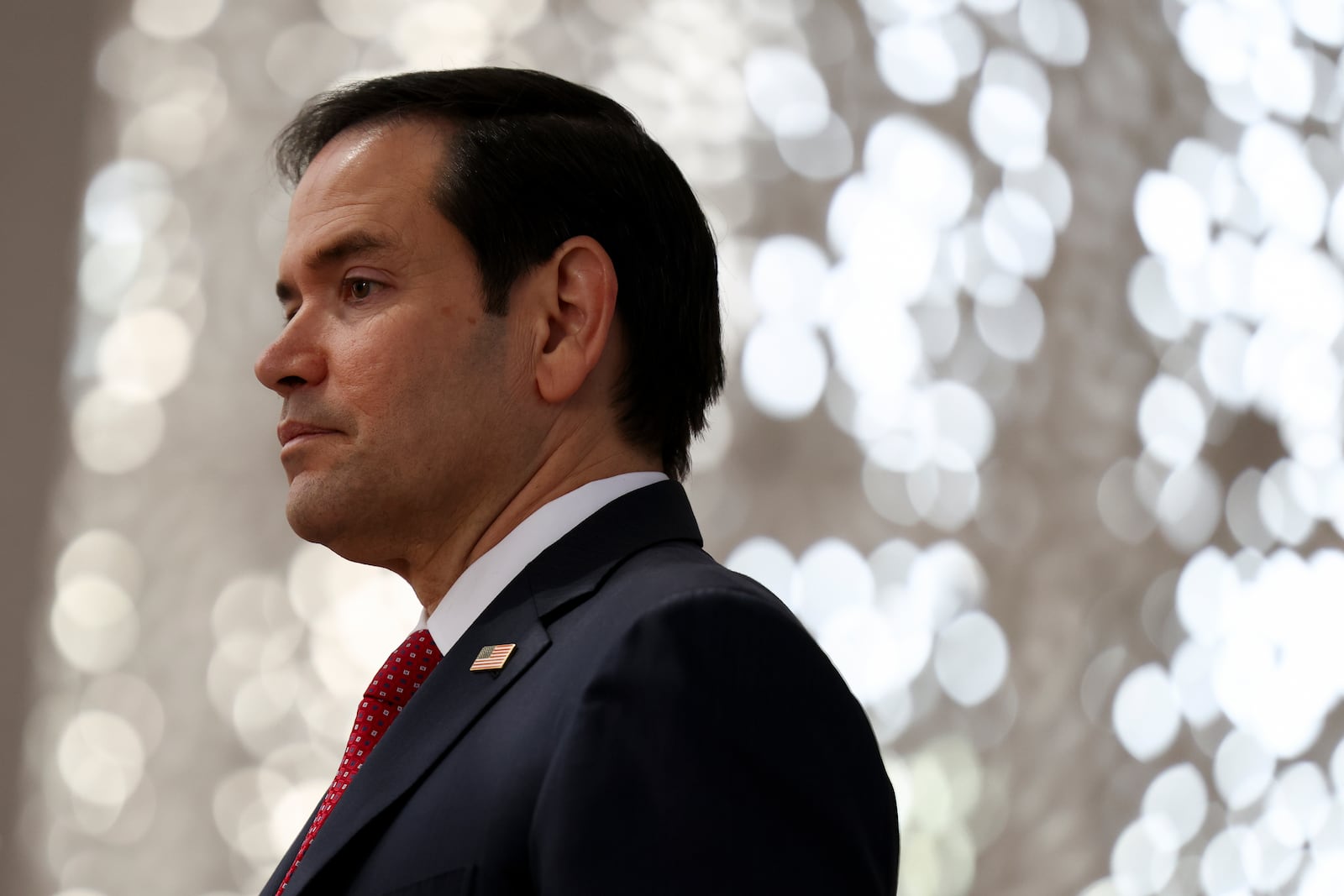 U.S. Secretary of State Marco Rubio visits the Abrahamic Family House in Abu Dhabi, United Arab Emirates, Wednesday, Feb. 19, 2025. (Evelyn Hockstein/Pool Photo via AP)