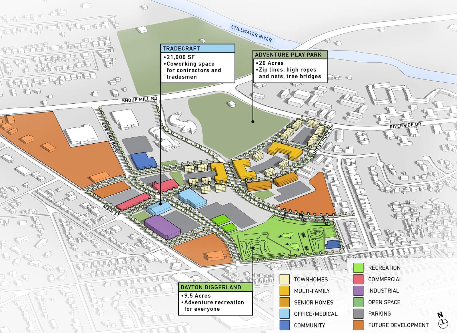 A construction-based theme park is included in one of four main ideas proposed for the redevelopment of Forest Park in Harrison Twp. 