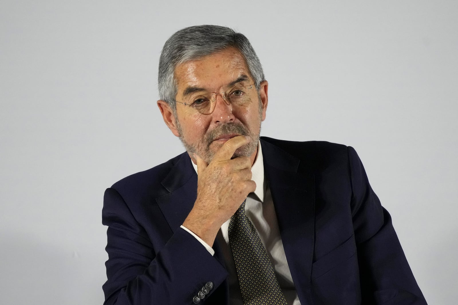 FILE - Juan Ramón de la Fuente, appointed as foreign affairs secretary, attends the press conference announcing incoming President Claudia Sheinbaum's Cabinet members, in Mexico City, June 20, 2024. (AP Photo/Marco Ugarte, File)