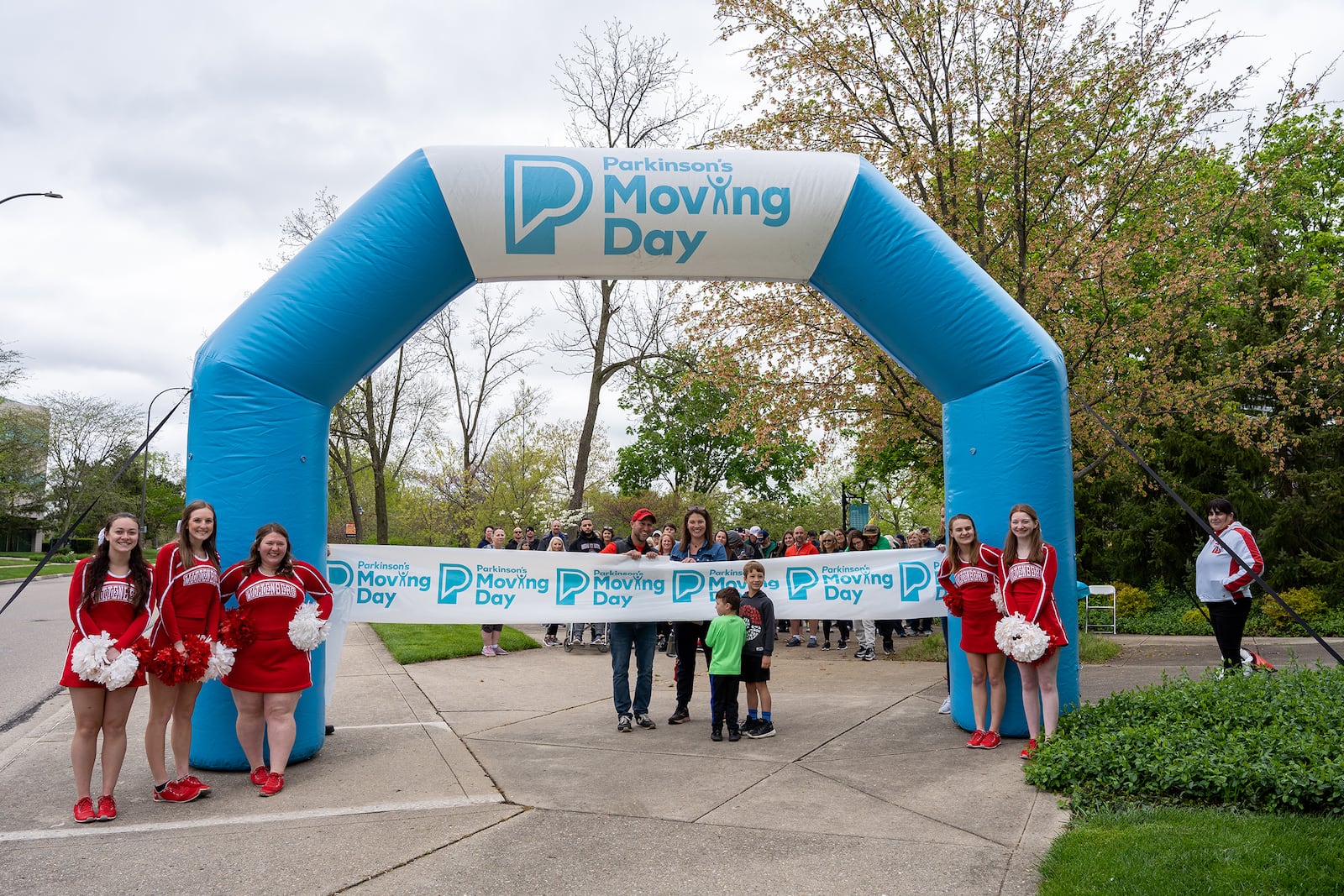 Cheerleaders from Wittenberg University attended to cheer on the walkers at the 2022 Parkinson's Moving Day event at Fraze Pavilion in Dayton. CONTRIBUTED