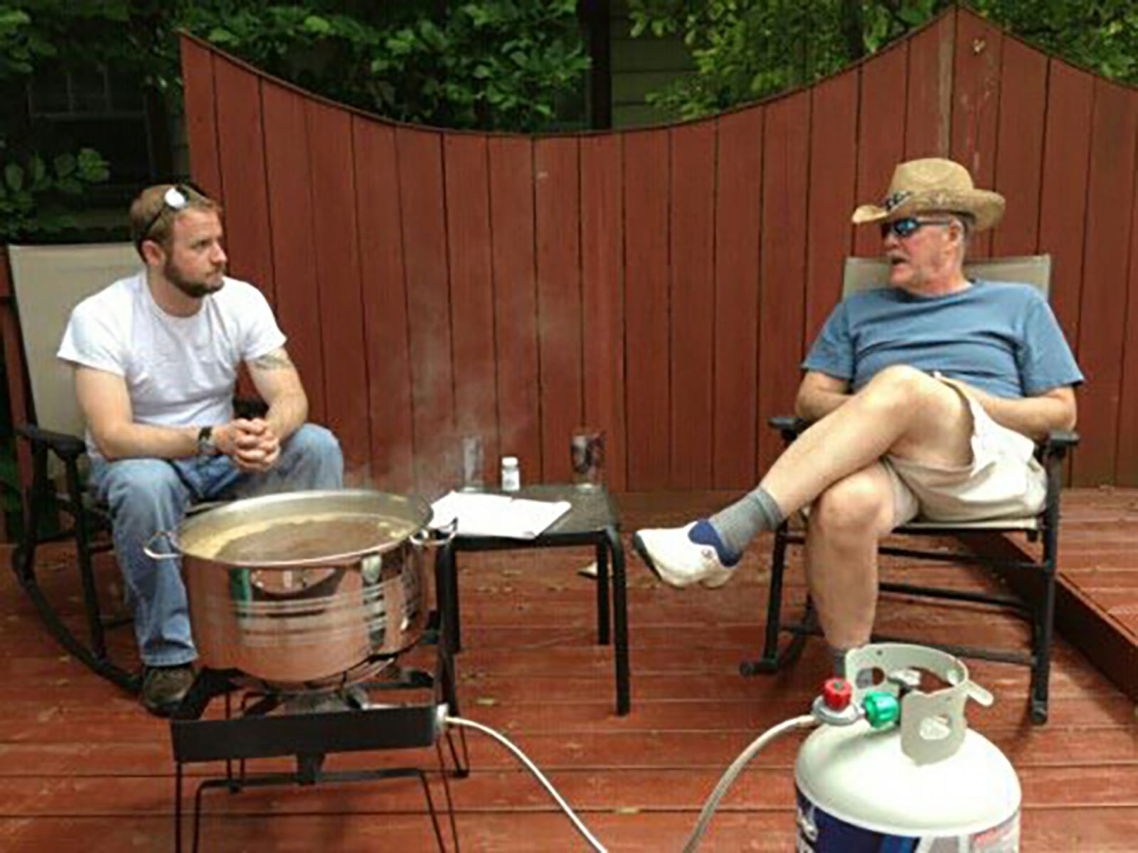 Ian (Left) enjoyed homebrewing with his dad Kevin (Right) who first bought his family members home brewing kits for Christmas.