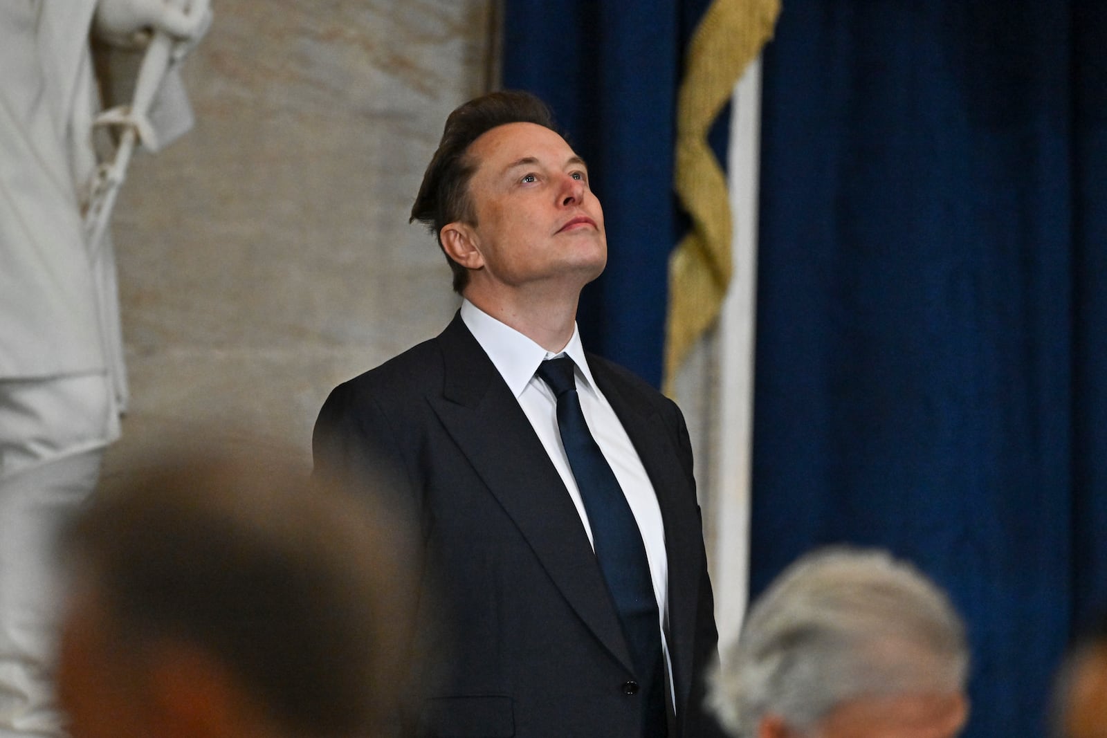 Elon Musk arrives before the 60th Presidential Inauguration in the Rotunda of the U.S. Capitol in Washington, Monday, Jan. 20, 2025. (Ricky Carioti/The Washington Post via AP, Pool)