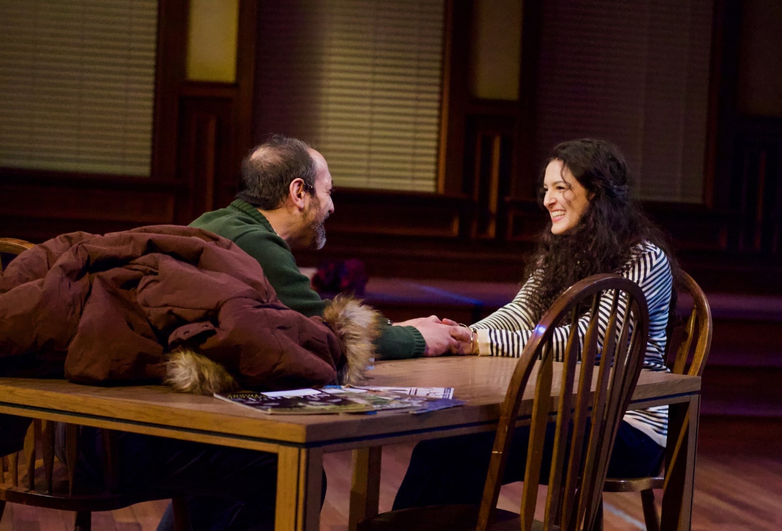 From left: James Rana (Peyman Gilani) and Kylie Flick (Shirin Gilani) in the Human Race Theatre Company's production of "A Distinct Society." Photo by Human Race Theatre Company