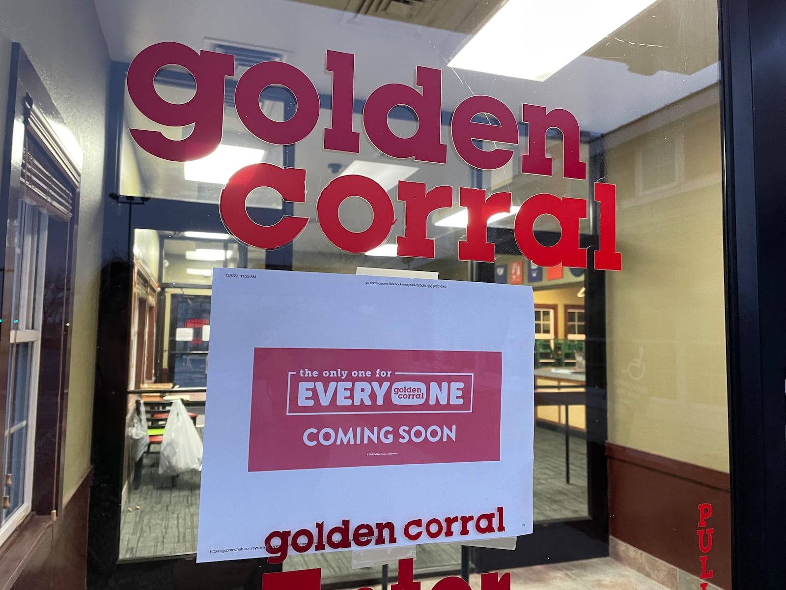 The Golden Corral Buffet & Grill, located at 2490 Commons Boulevard in Beavercreek, is reopening after over two years, according to signs posted at the restaurant.