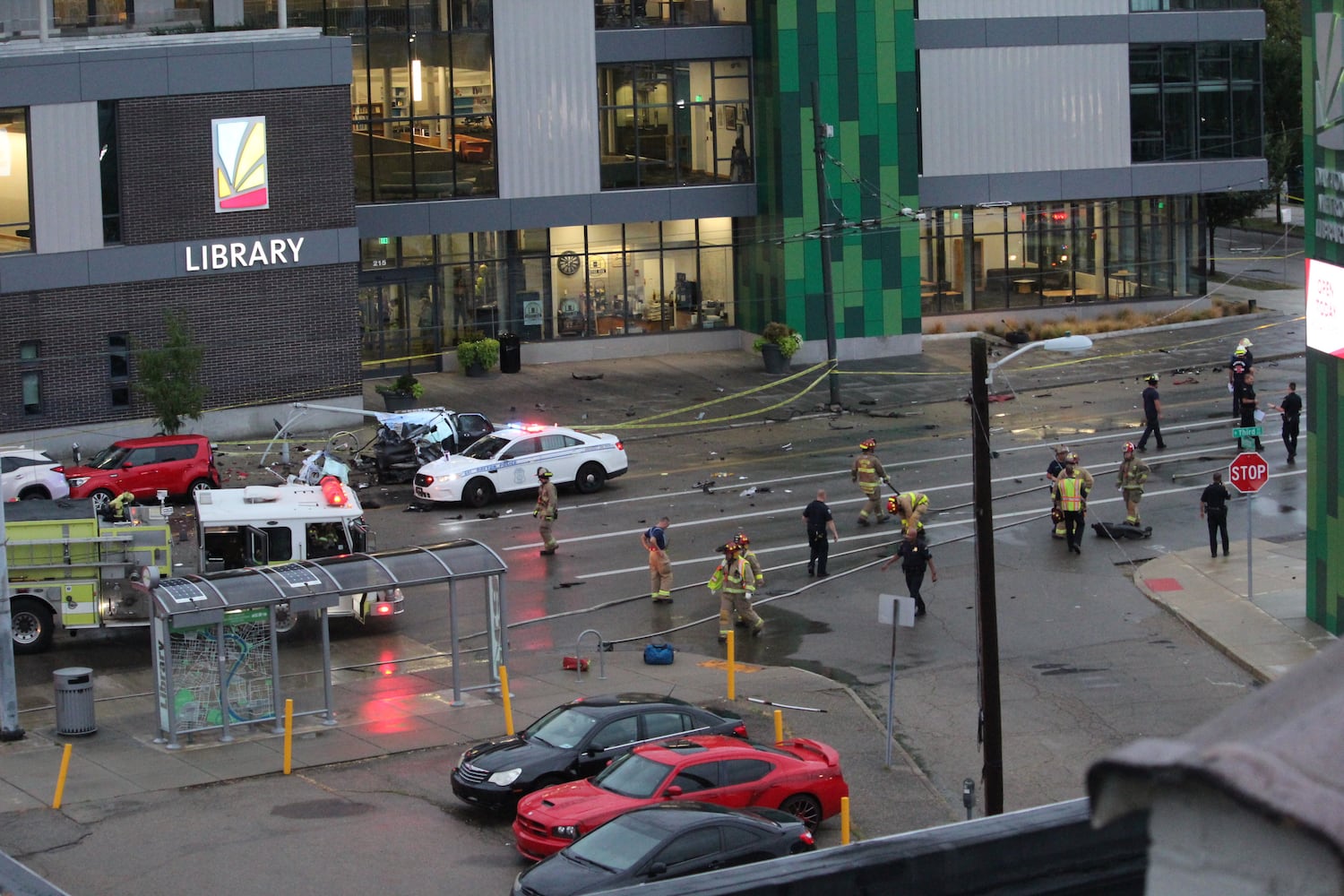 PHOTOS: Crash involving stolen police car near Main Library in Dayton