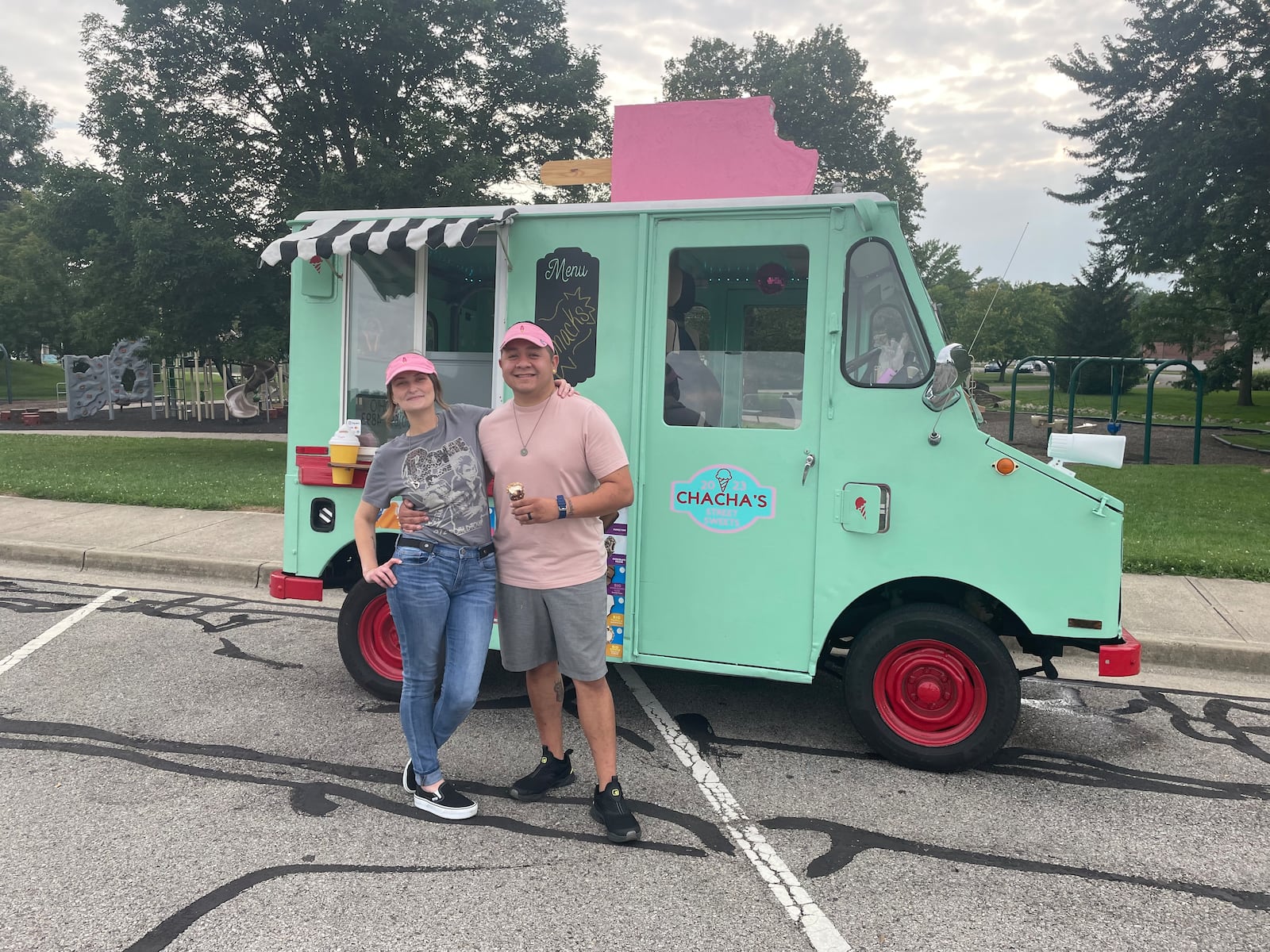 ChaCha’s Street Sweets is an ice cream truck serving the Xenia community. Pictured are owners Sabra and Frank Aguilar. NATALIE JONES/STAFF