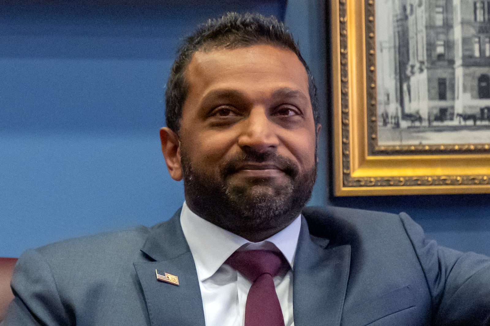 Kash Patel, President-elect Donald Trump's pick to be the director of the FBI, attends a meeting in the office of Sen. John Cornyn, R-Texas, on Capitol Hill, Monday, Dec. 9, 2024, in Washington. (AP Photo/Mark Schiefelbein)