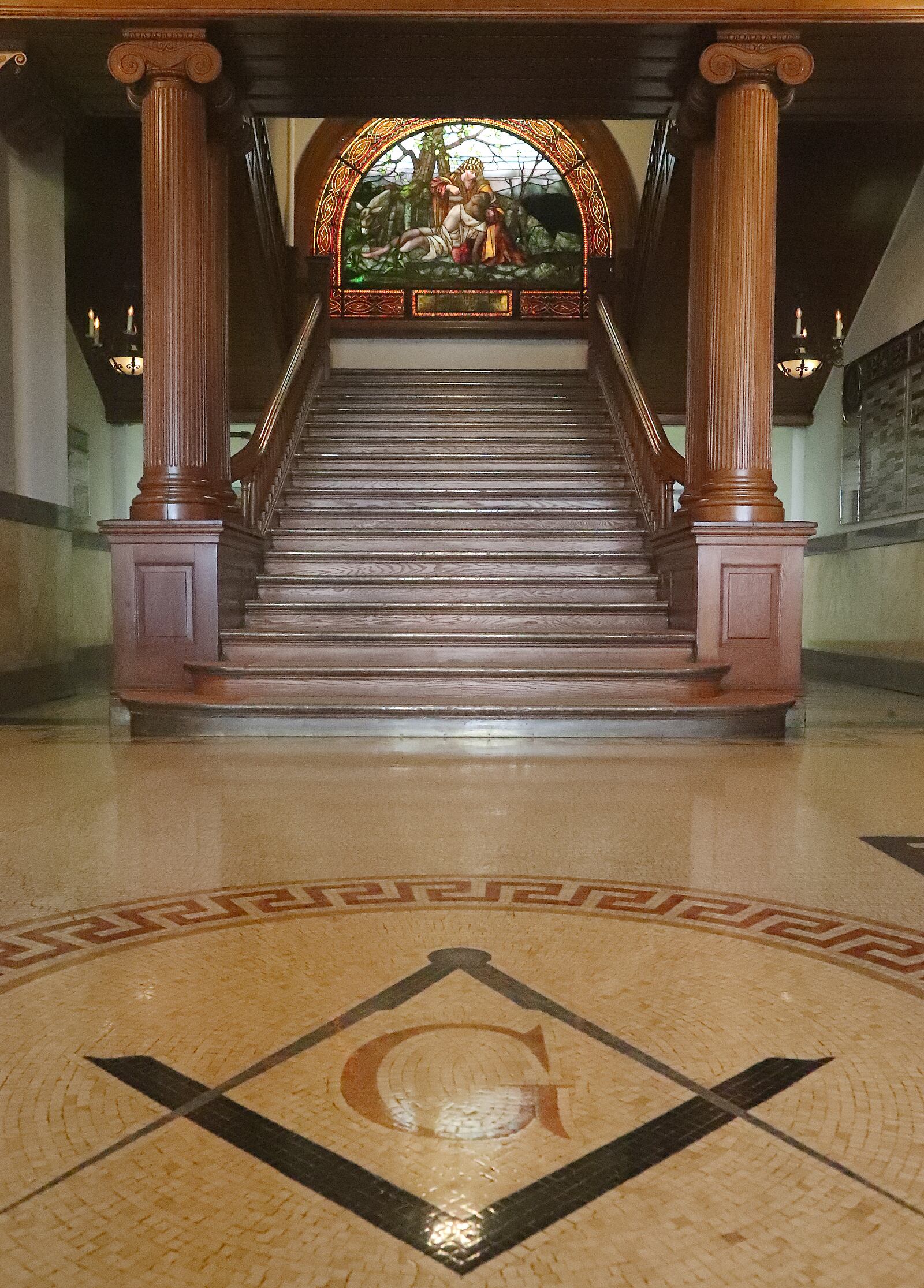 The lobby of the "Castle" at the Ohio Masoic Home. BILL LACKEY/STAFF