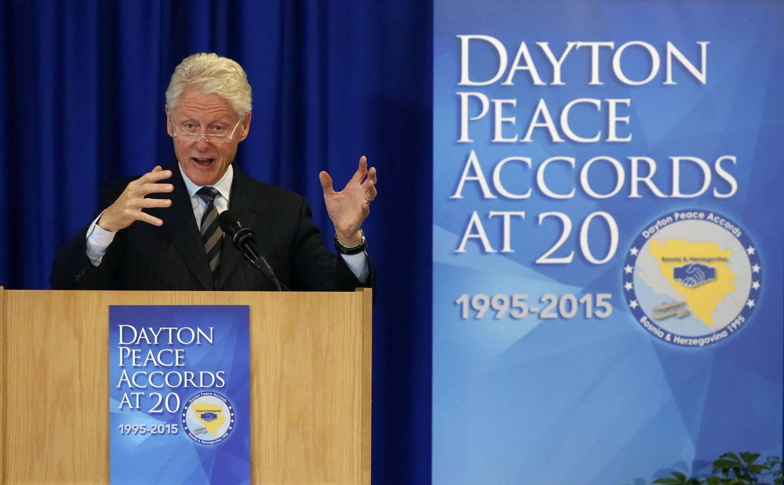 “There is still a lot of work to do … to reap the full promise of Dayton,” former President Bill Clinton said during his talk on the 20th anniversary of the Dayton Peace Accords. TY GREENLEES / STAFF