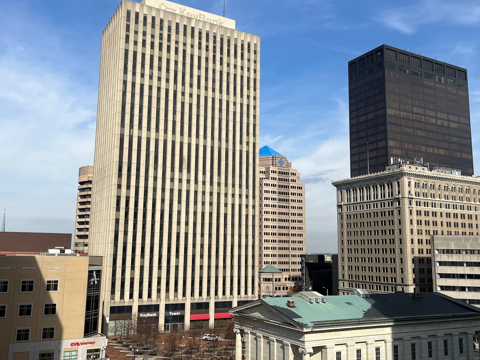 KeyBank Tower, located at 10 W. Second St. at Courthouse Square, is overwhelmingly vacant but a company called Arkham Red LLC is interested in renovating and buying the office building. The tower is Dayton's second tallest building. CORNELIUS FROLIK / STAFF