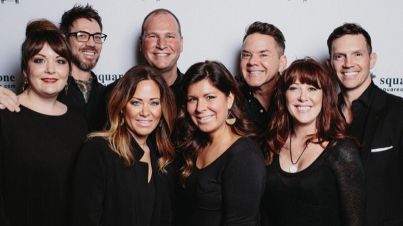 Square One Salon and Spa owners from back from left: Alan Leonard; Doug  Henderson; Josh Stucky and Brent Johnson. Front from left: Canaan Good; Misty Wells,  Angela Mehaffie and Lori Davis.